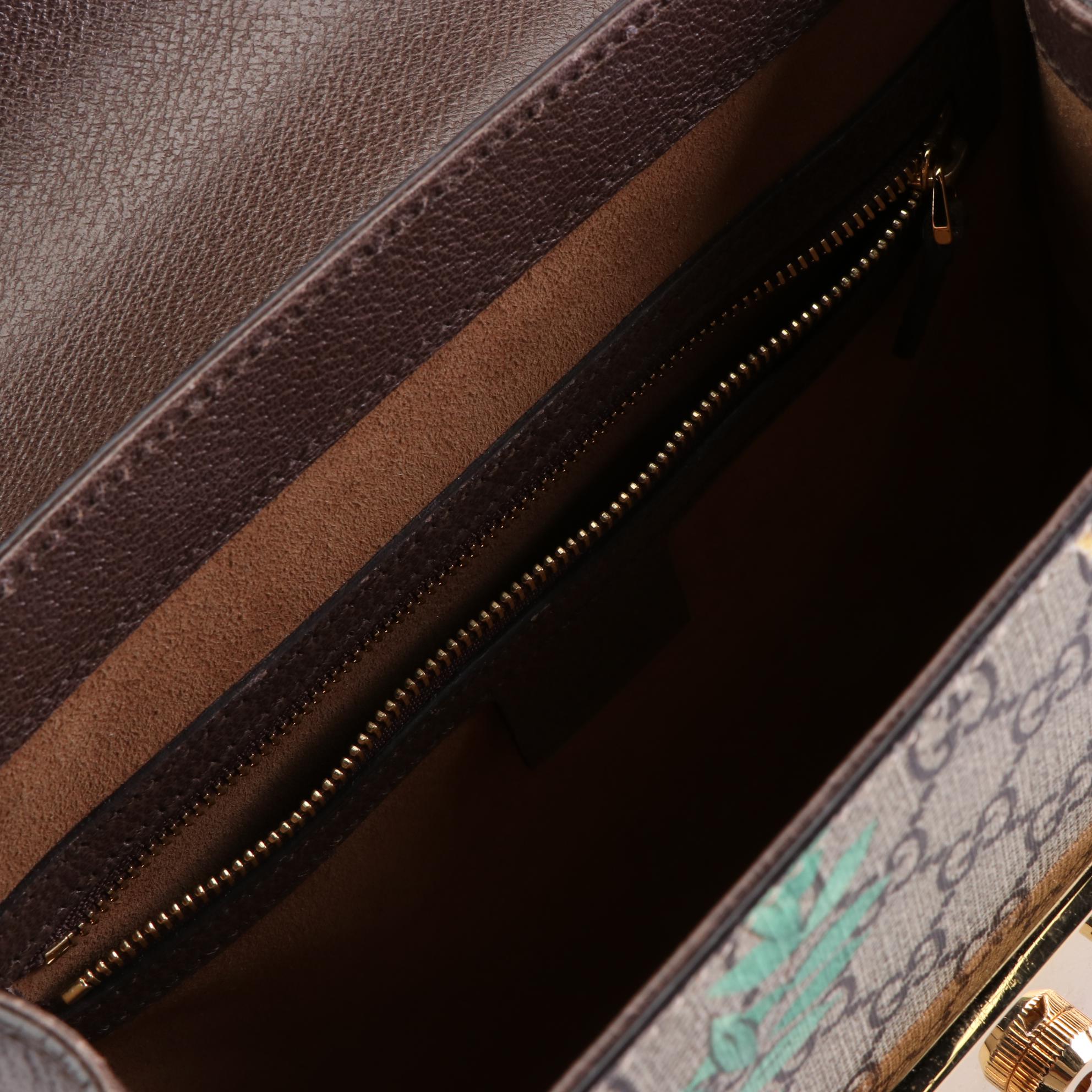 Gucci Small Padlock TopHandle Bag in Floral GG Supreme Canvas and