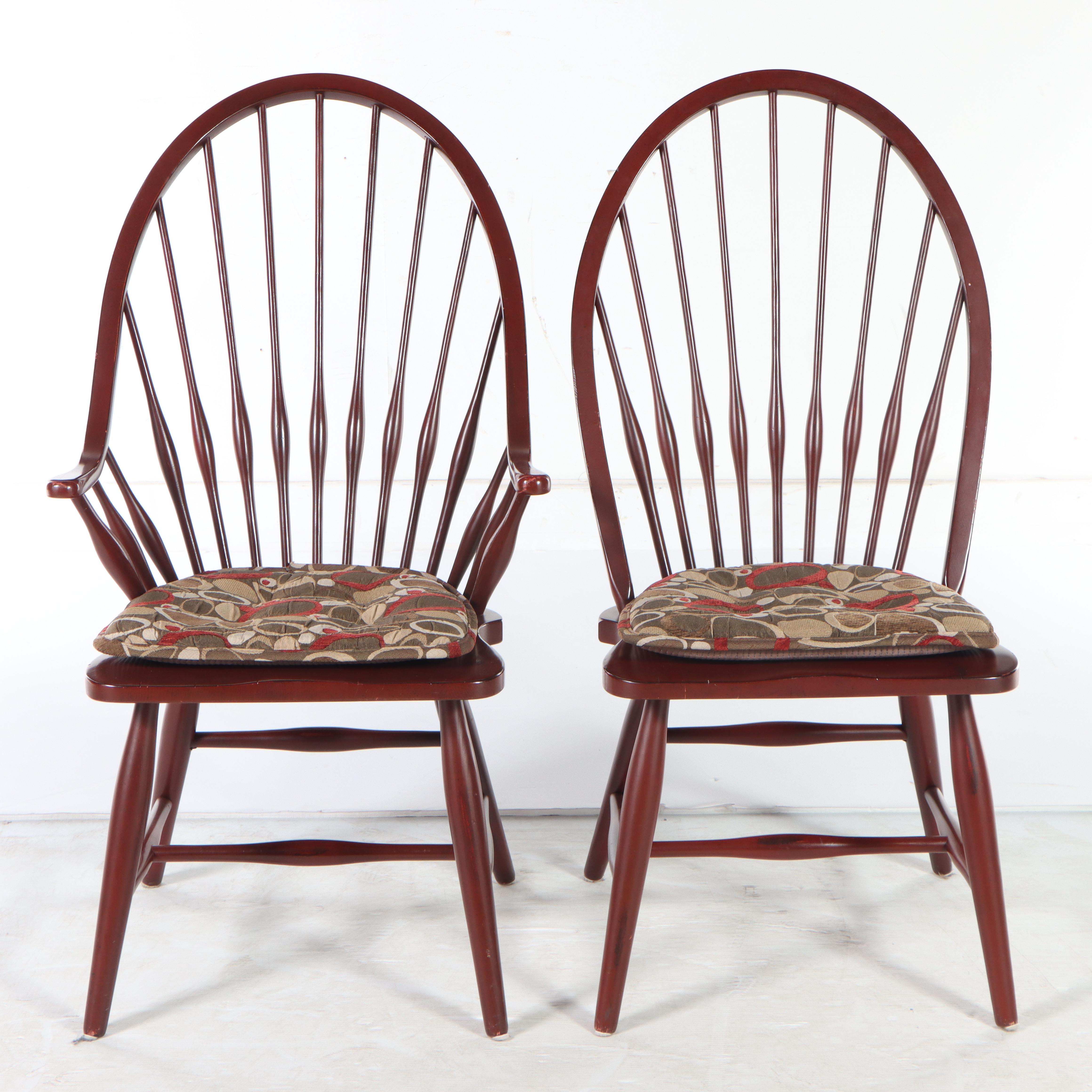 Four Kincaid Furniture Co. Colonial Style RedStained Windsor Dining