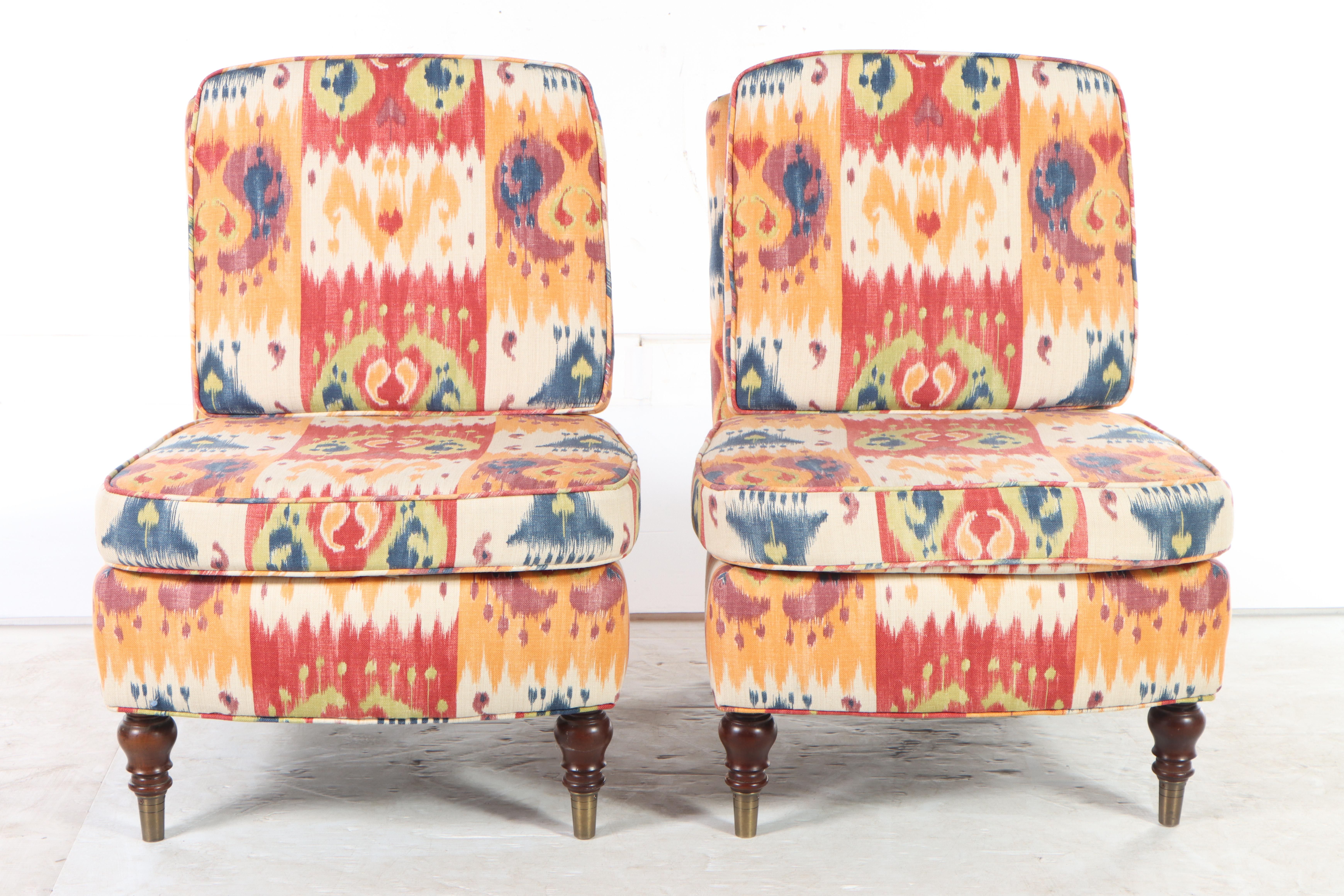 Pair of CustomUpholstered Slipper Chairs EBTH
