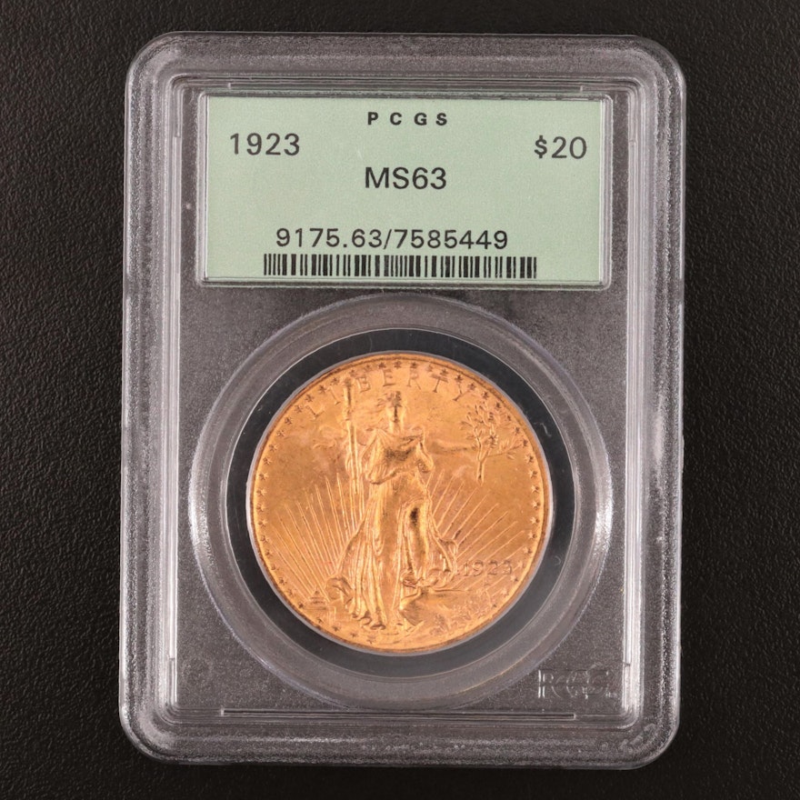 PCGS Graded MS63 1923 Saint Gaudens $20 Gold Coin