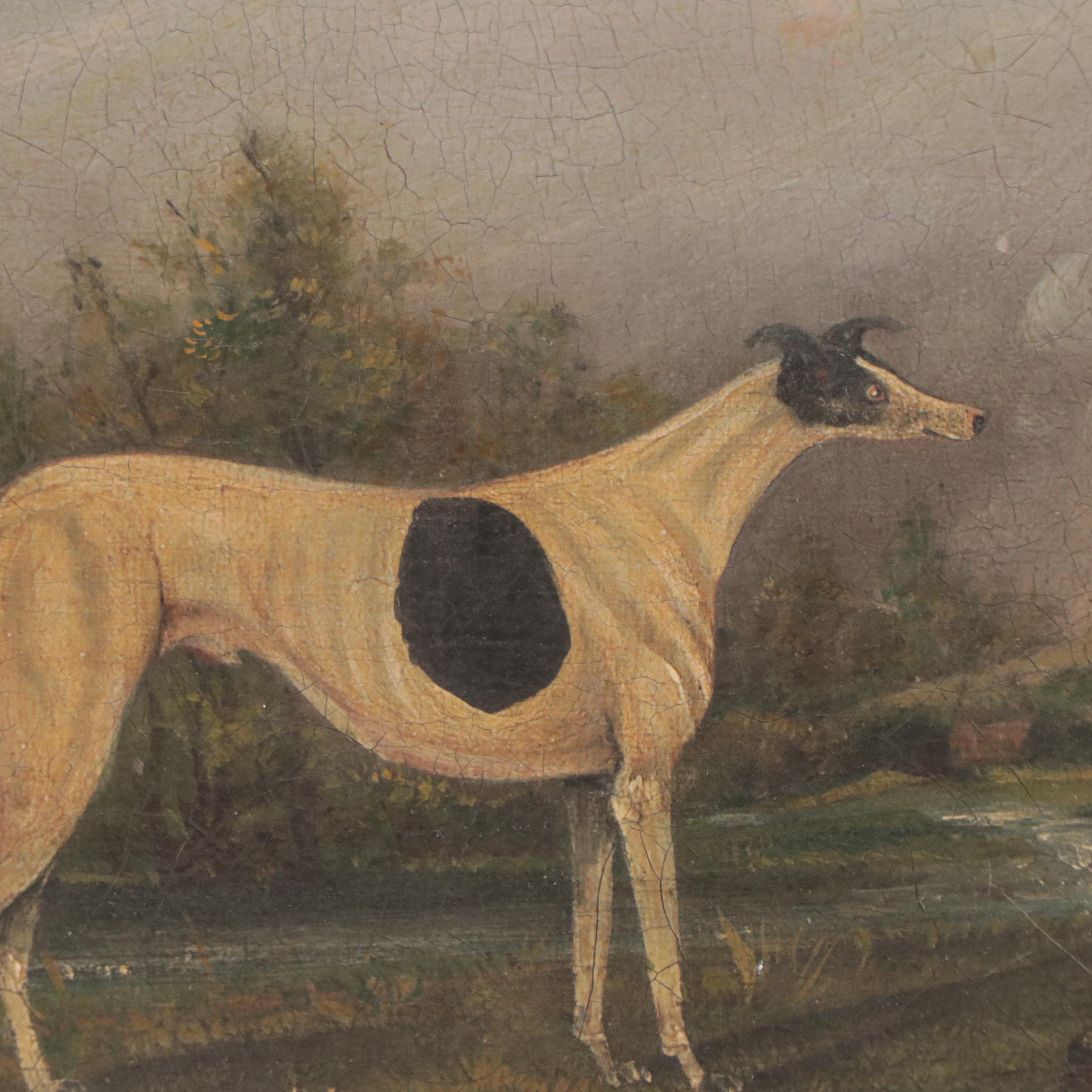 English School Folk Art Oil Painting Of A Hunting Dog 19th Century EBTH   1678218703809 Abf40a16fe95199987757615f773716fff482fa7396817ac13dec30b0abc00b7.JPG