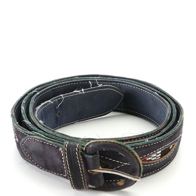 Nubuck Suede Belt with Contrast Stitching