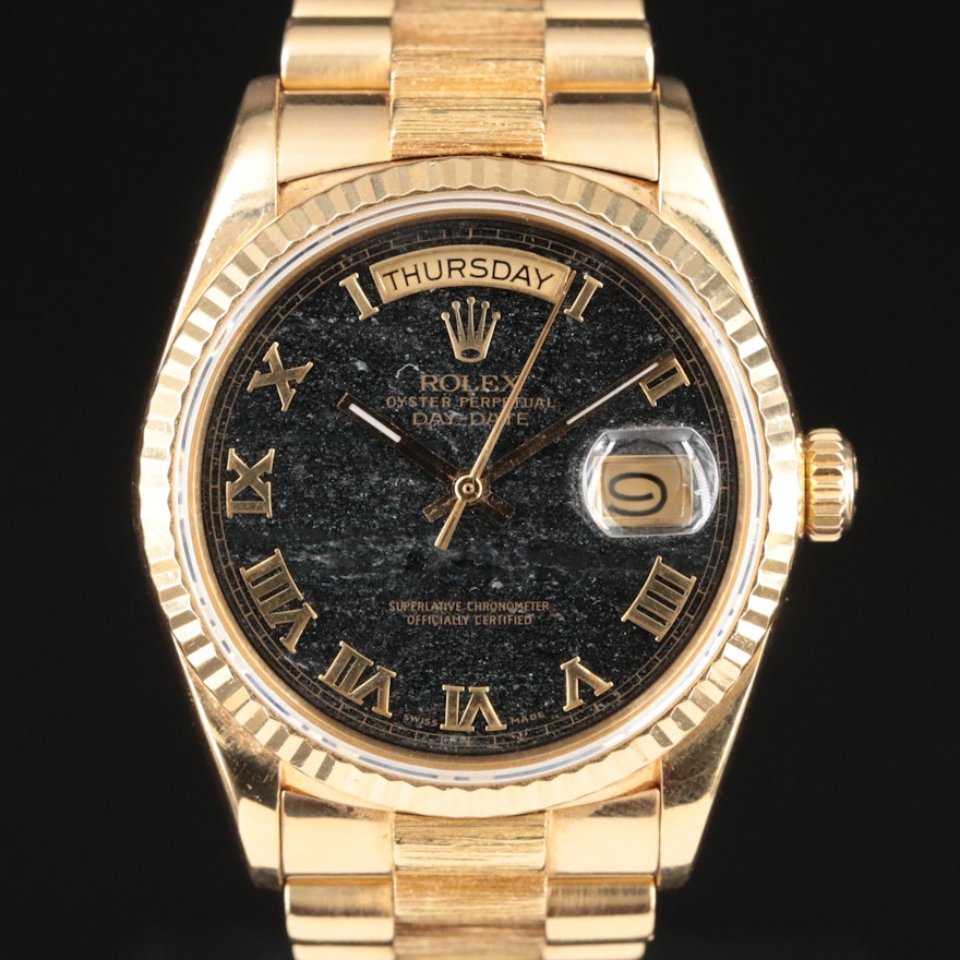 1987 18K Rolex Day-Date President Ferrite Dial Wristwatch