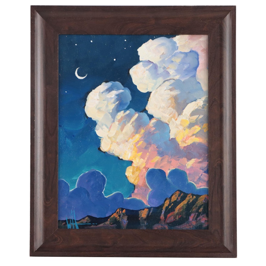 William Hawkins Oil Painting of Night Sky, 21st Century