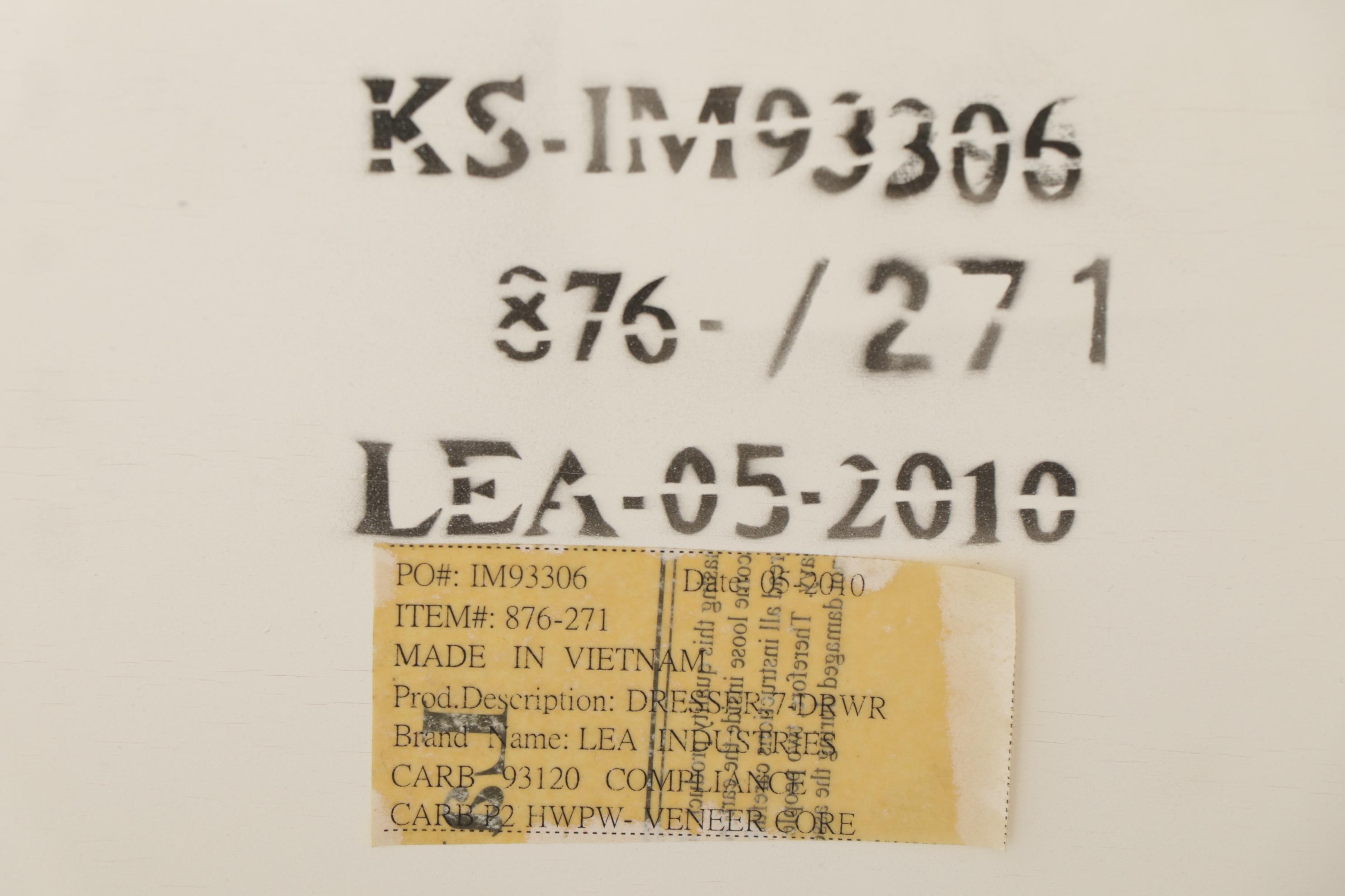 Lea Industries White Finished Dresser and Mirror 21st Century