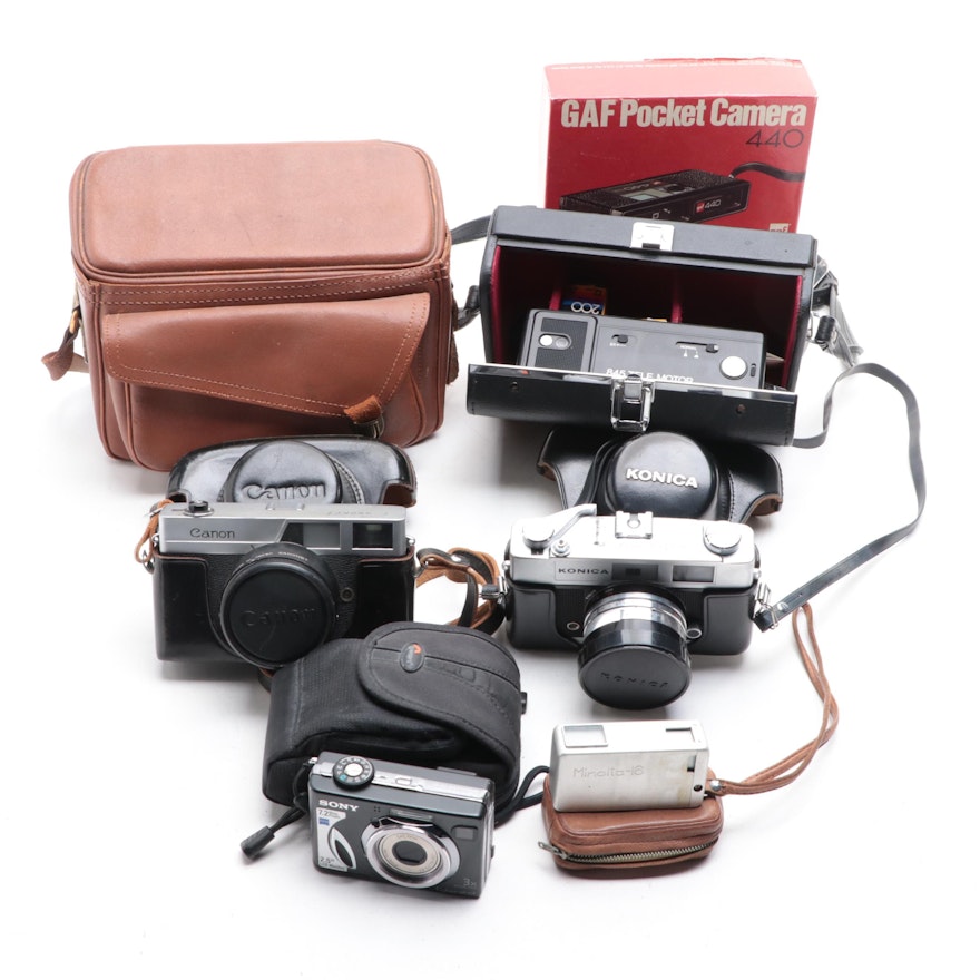 Konica, Canon and Sony SLR Cameras with Others