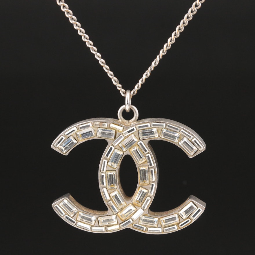 Chanel Strass Crystal Logo Necklace