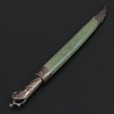 Chinese 800 Silver-Mount Knife in Shagreen Sheath
