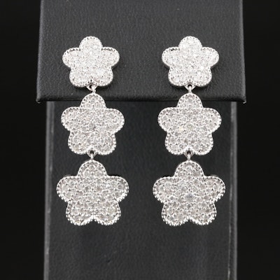 14K 2.61 CTW Diamond Triple Flower Earrings