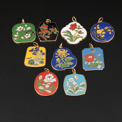Vintage Chinese Floral Enamel Pendant Collection