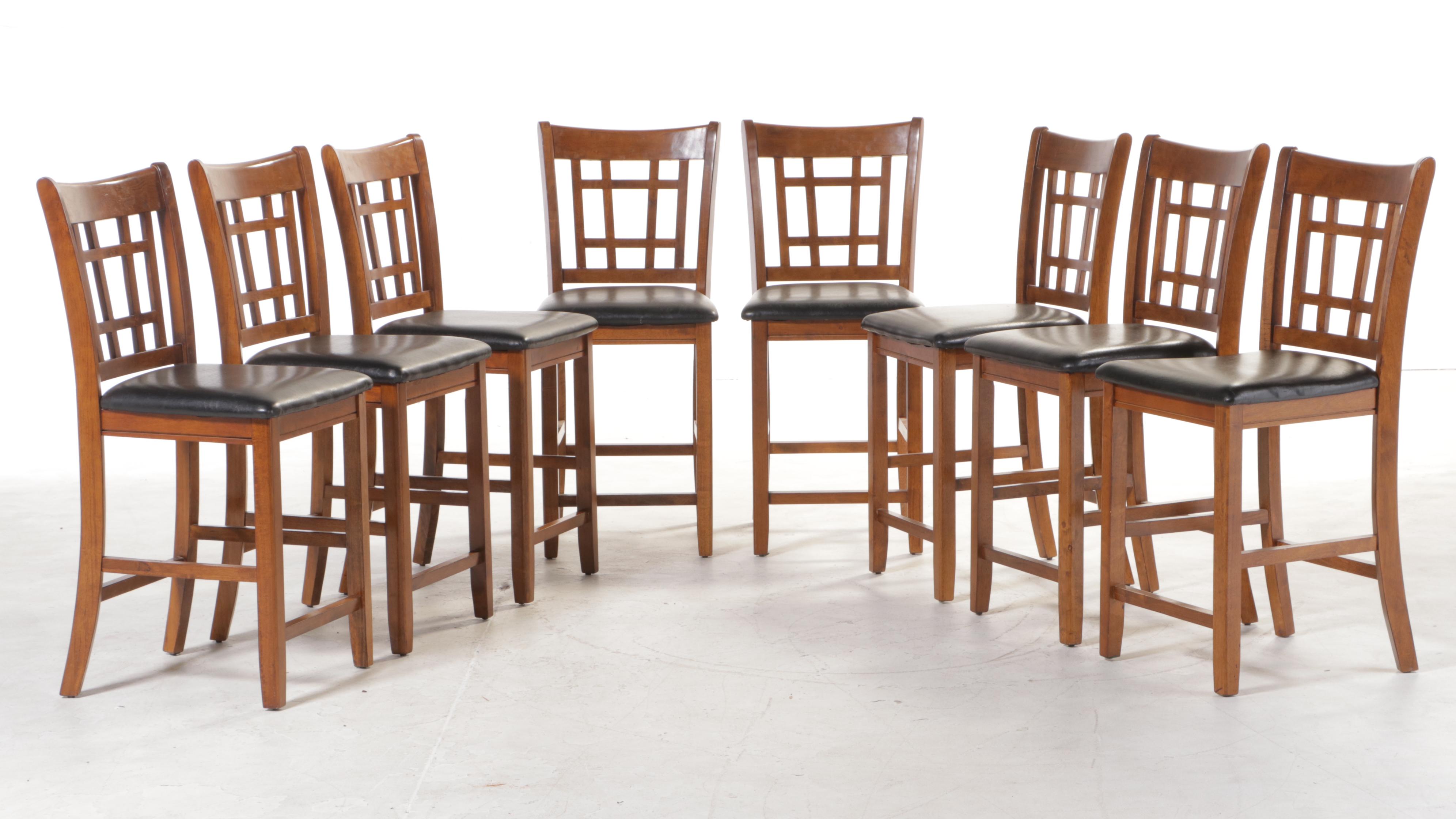 NinePiece Hardwood and FauxLeather CounterHeight Dining Set EBTH