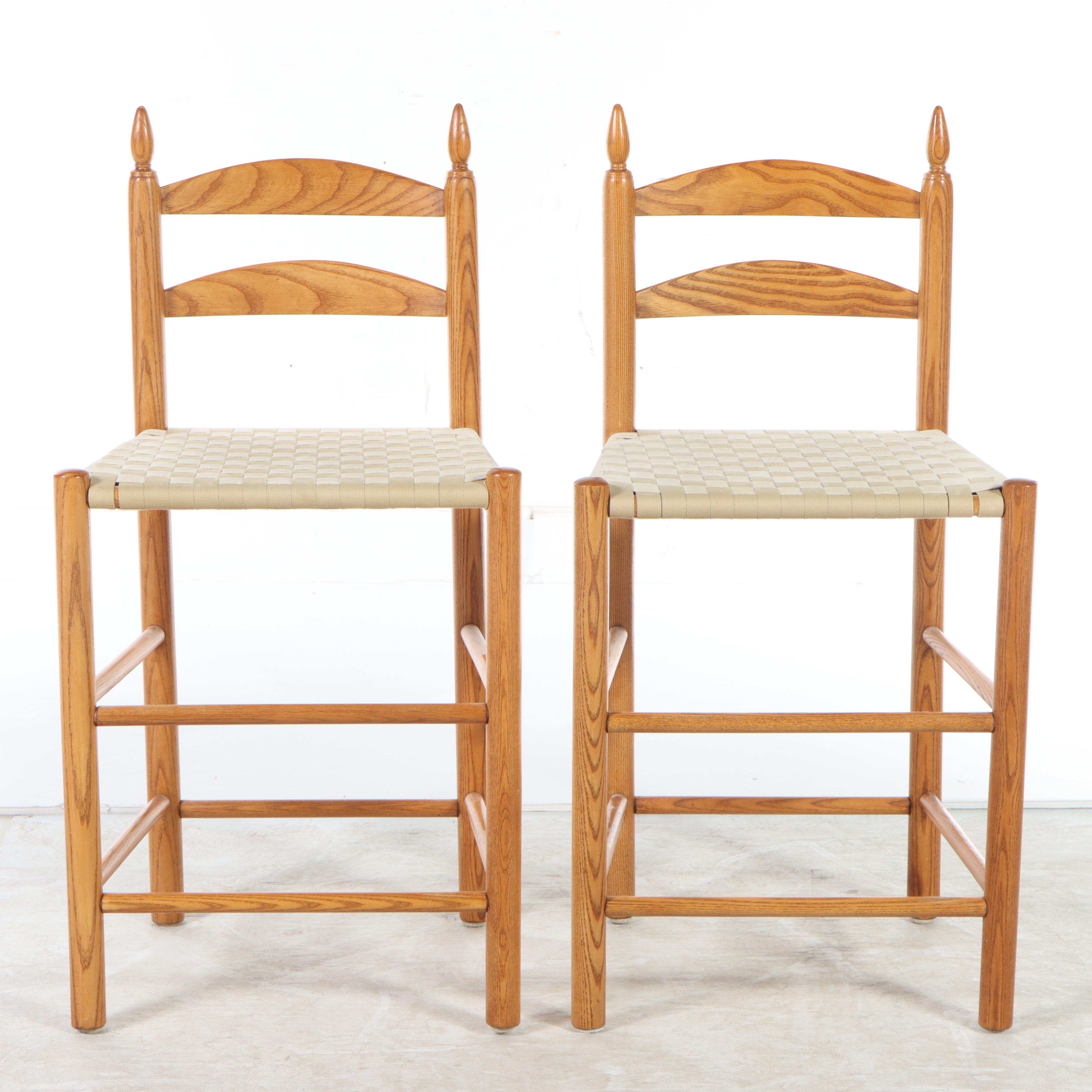 Oak Ladder Back Counter Stools with Woven bed Seats EBTH