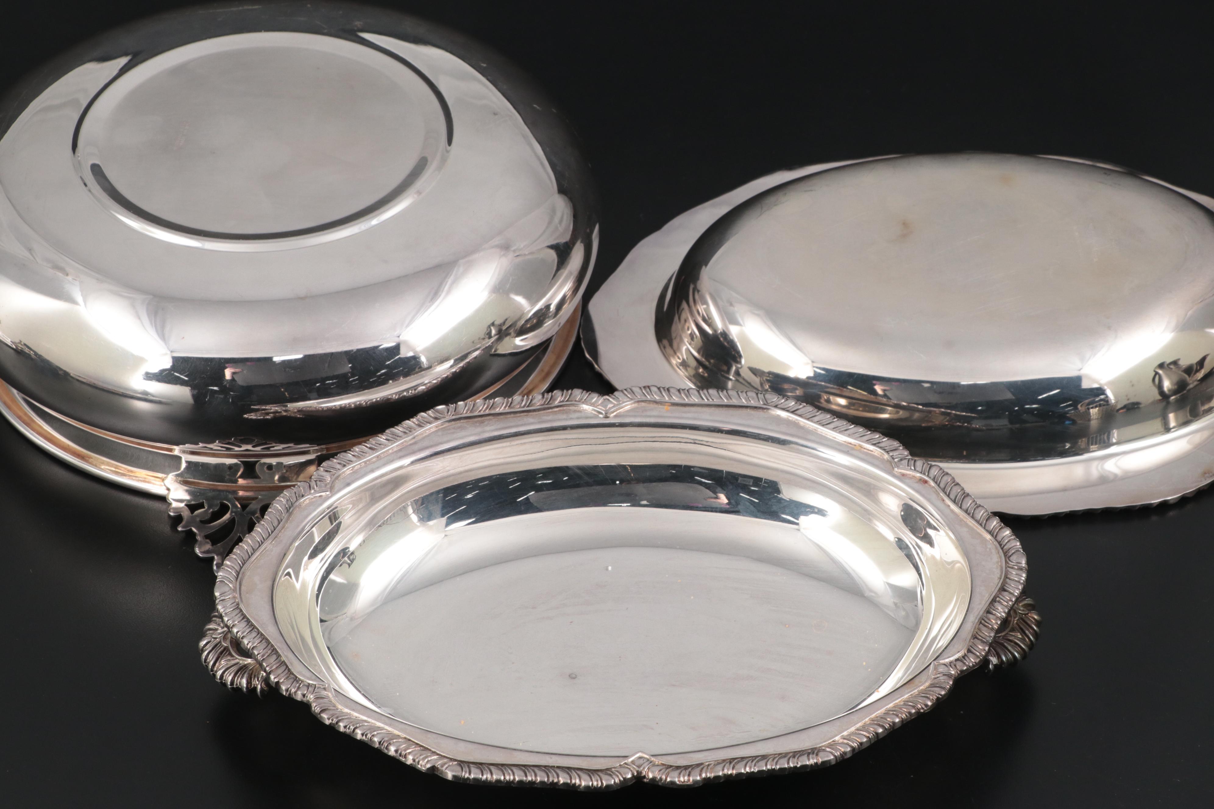 Silver Plate and Pewter Serveware and Tableware Including William Adams