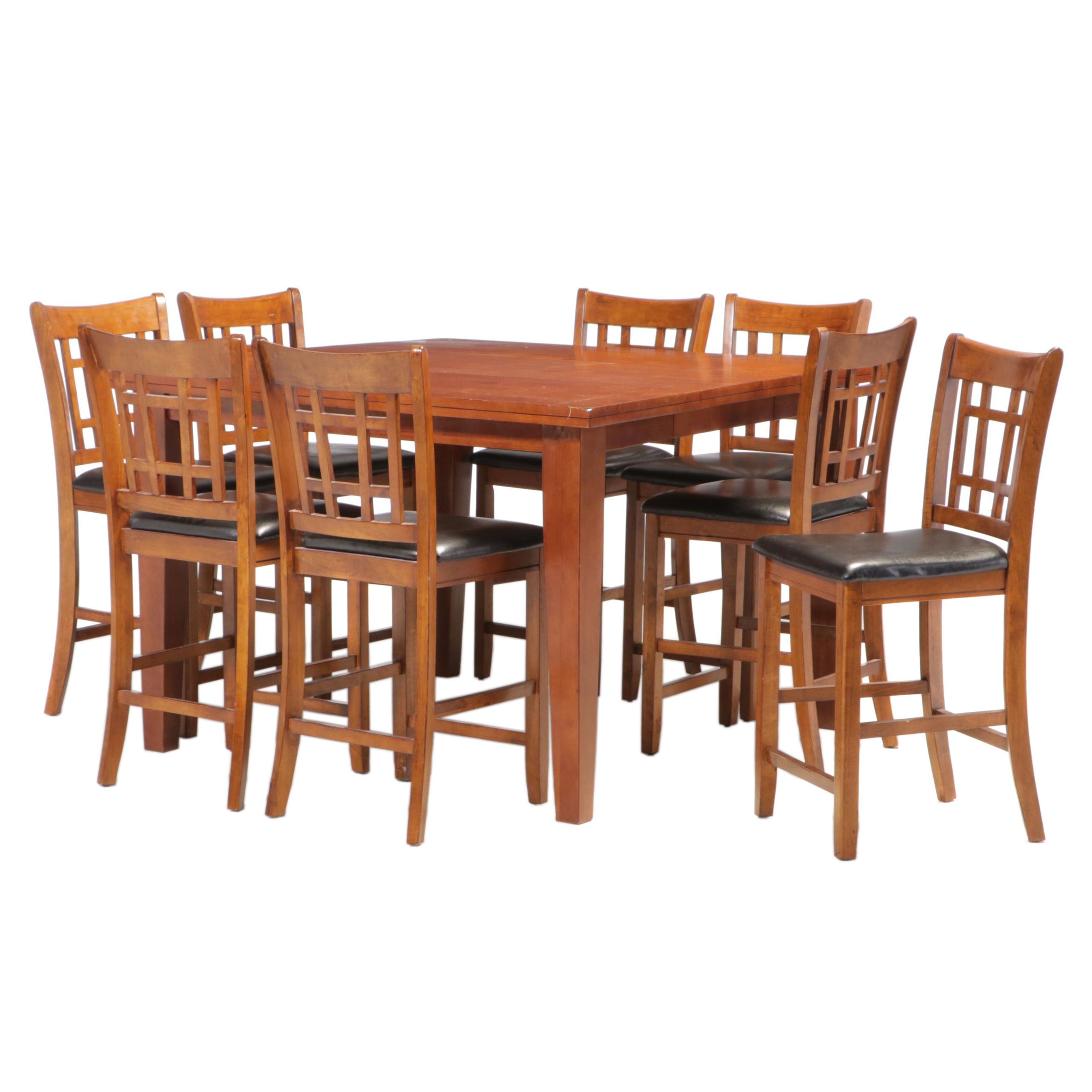 NinePiece Hardwood and FauxLeather CounterHeight Dining Set EBTH