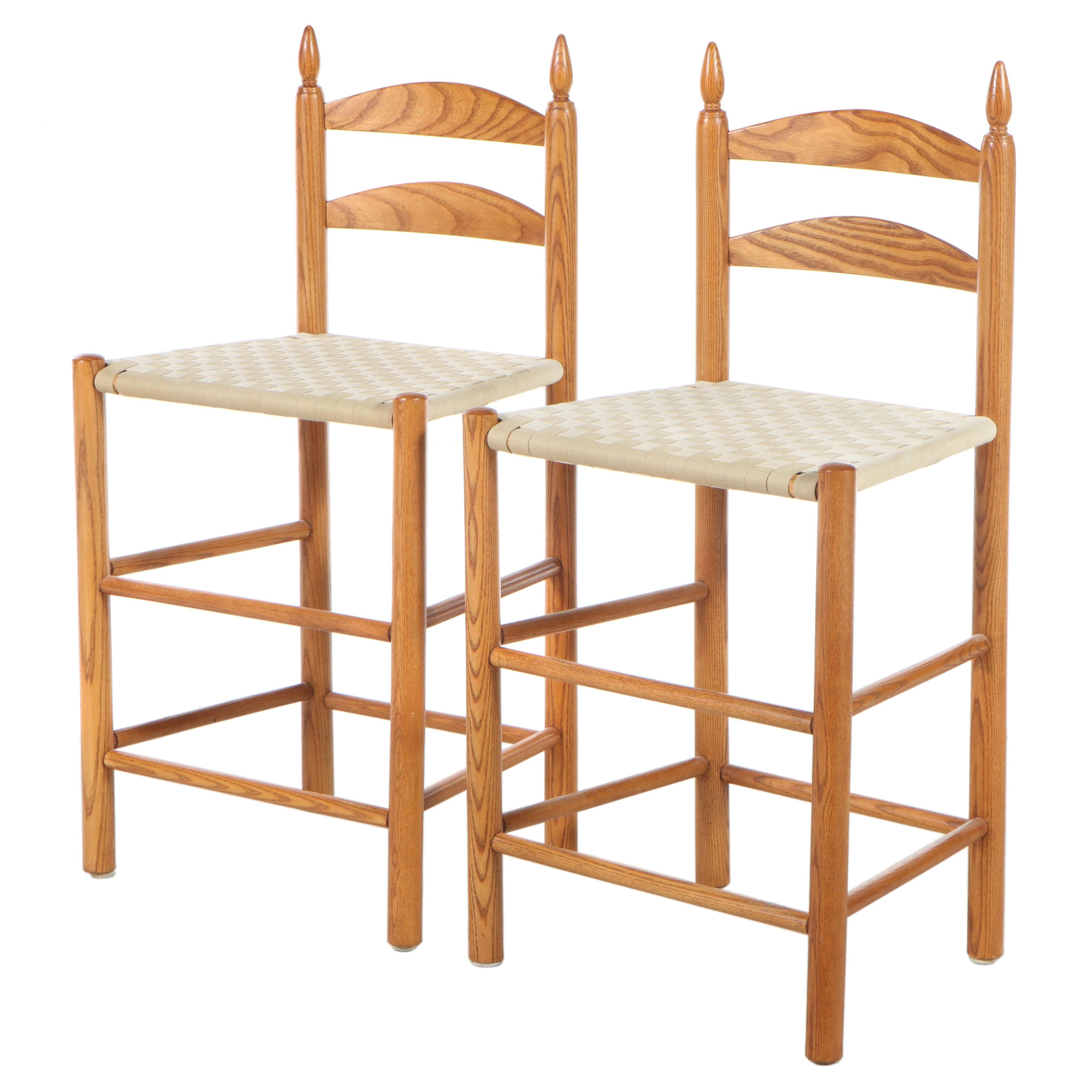 Oak Ladder Back Counter Stools with Woven bed Seats EBTH