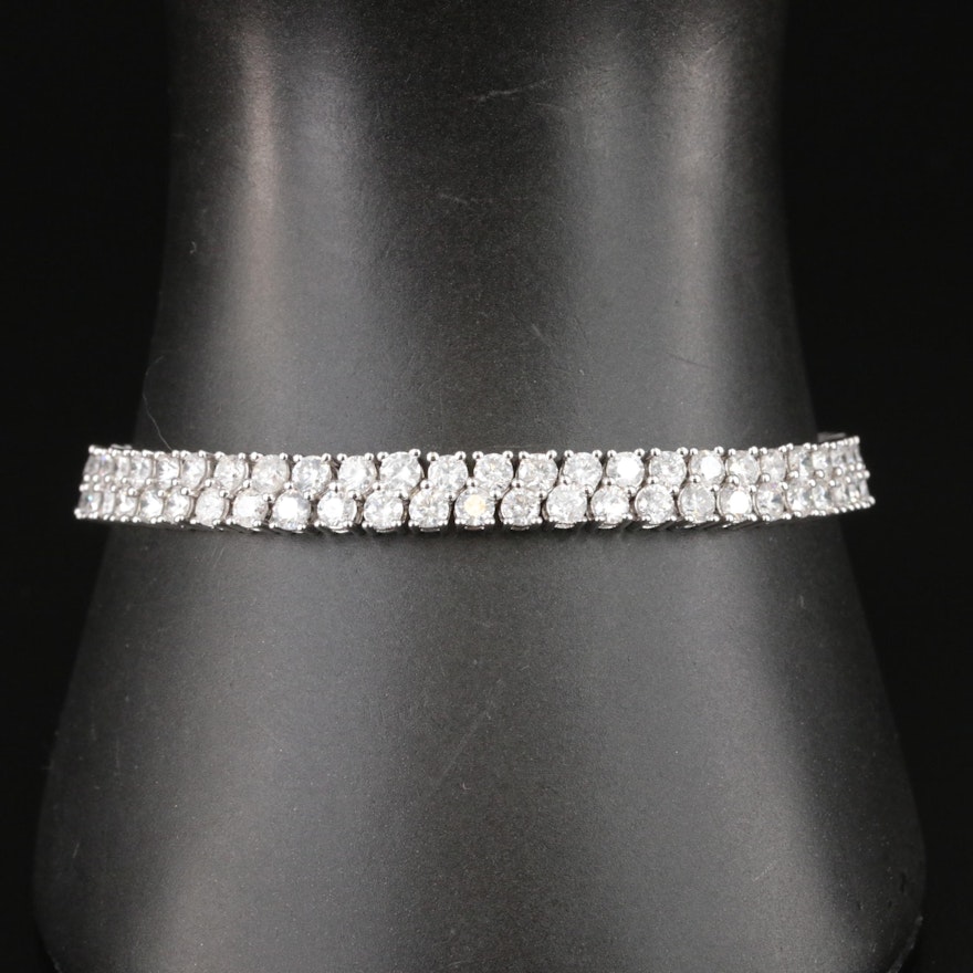 14K 10.20 CTW Diamond Double Row Bracelet