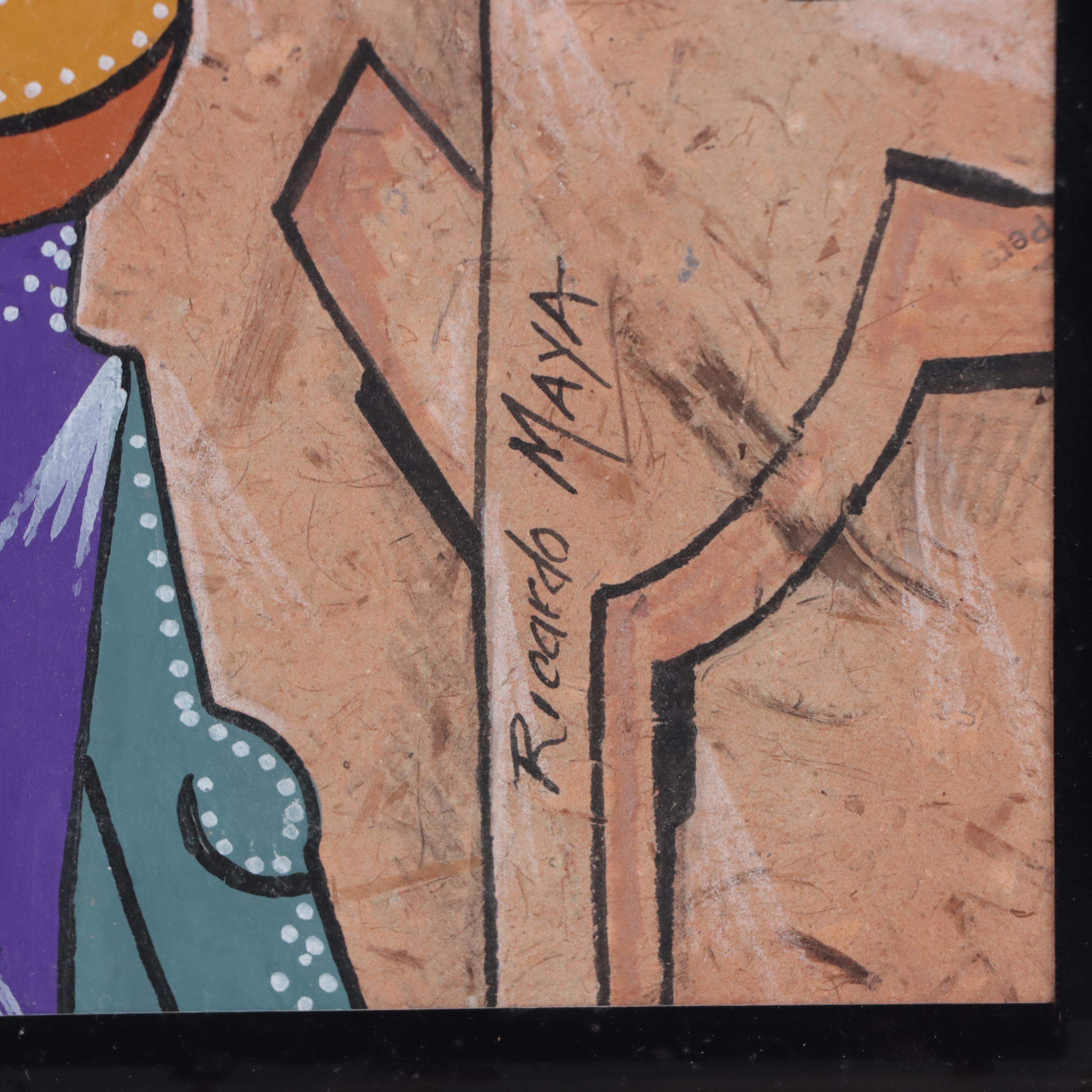 Ricardo Maya Figurative Mixed Media Painting of Musician, 21st Century ...