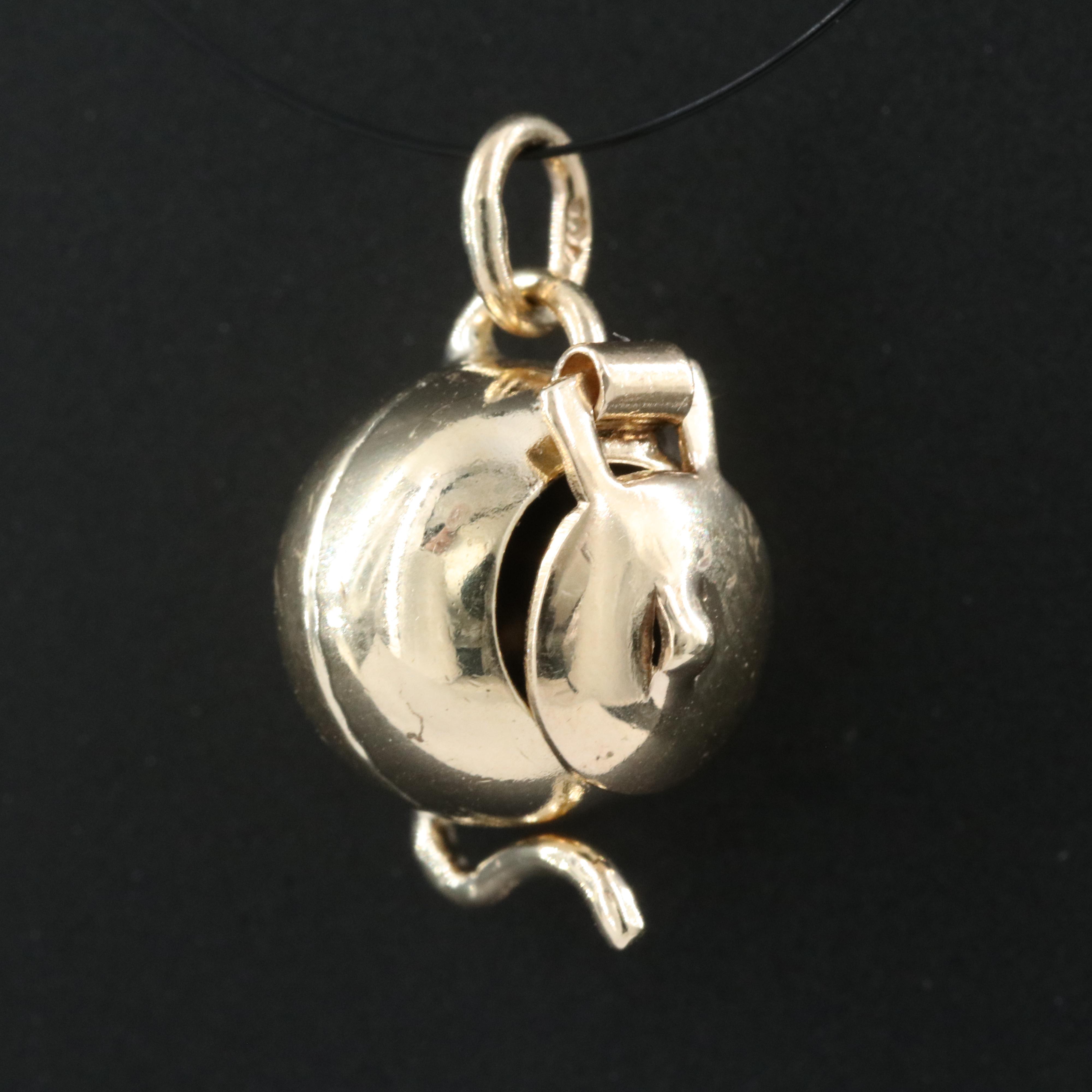 10K Tea Kettle Charm with Articulating Lid EBTH