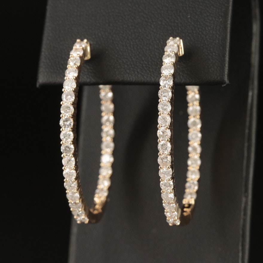 14K 4.51 CTW Diamond Inside-Out Hoop Earrings