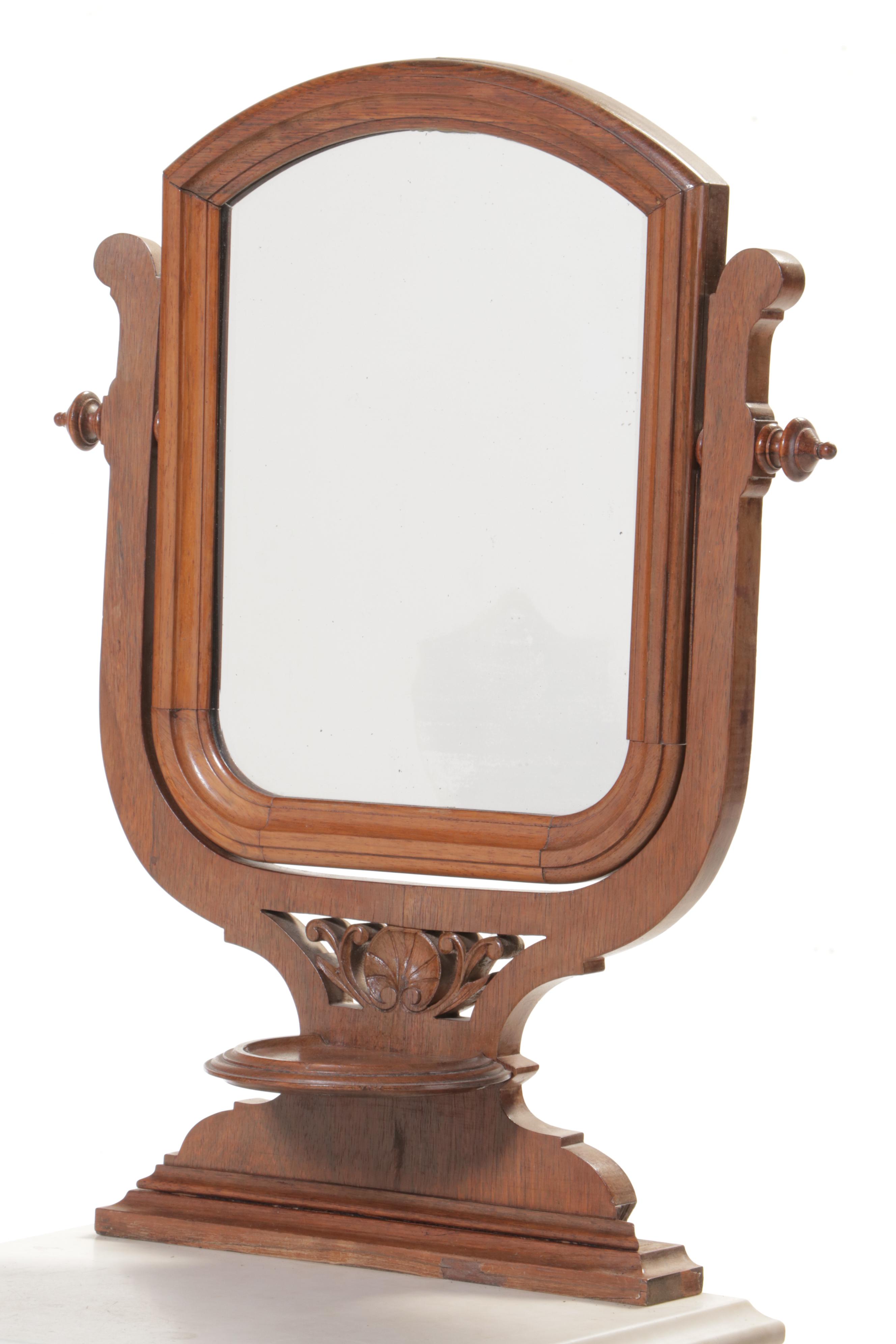 Victorian Walnut and Marble Shaving Stand with Mirror, Late 19th