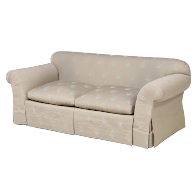 Custom-Upholstered Roll-Arm Two-Seat Sofa