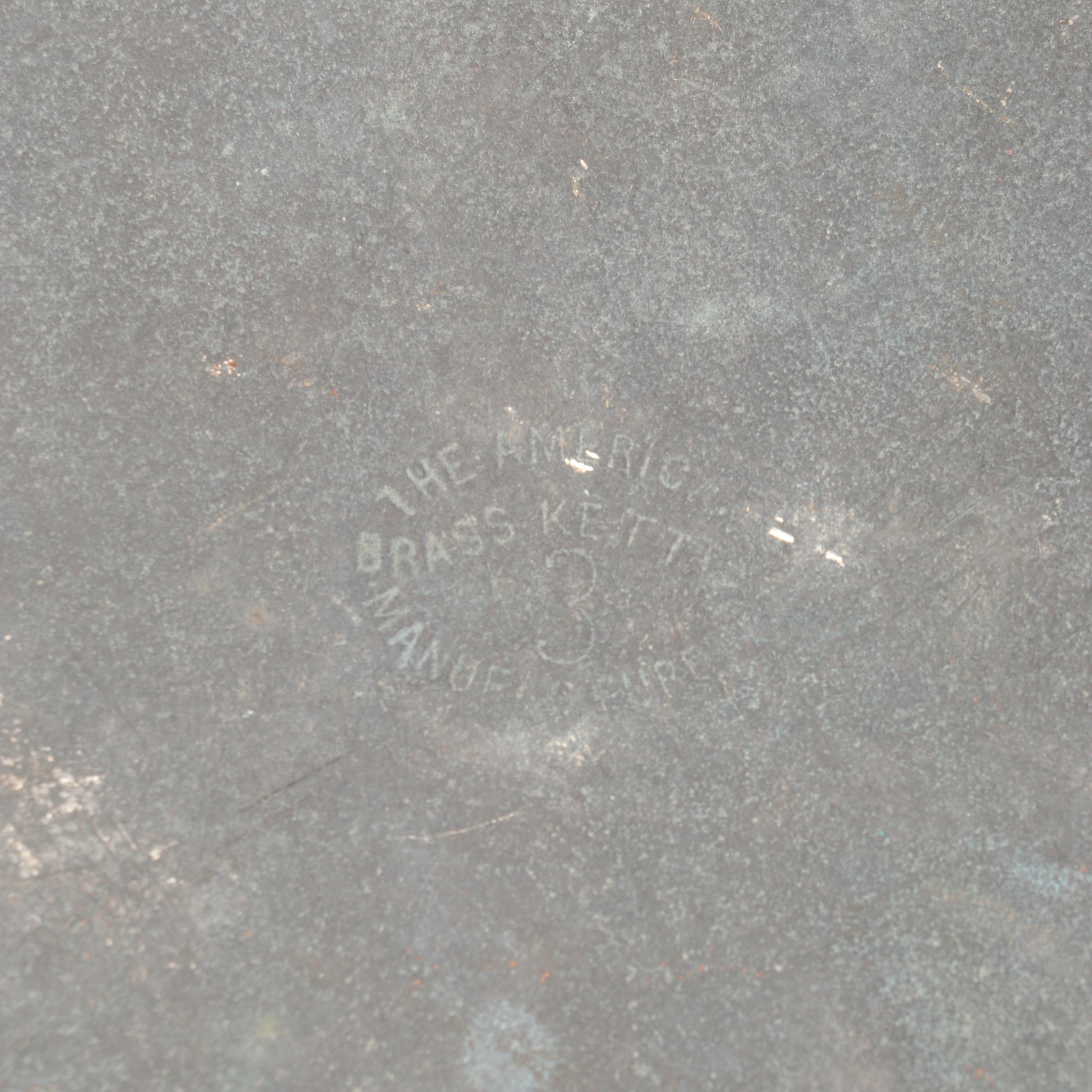 The American Brass Kettle Mfg Metal Cauldron With Wrought Iron Handle