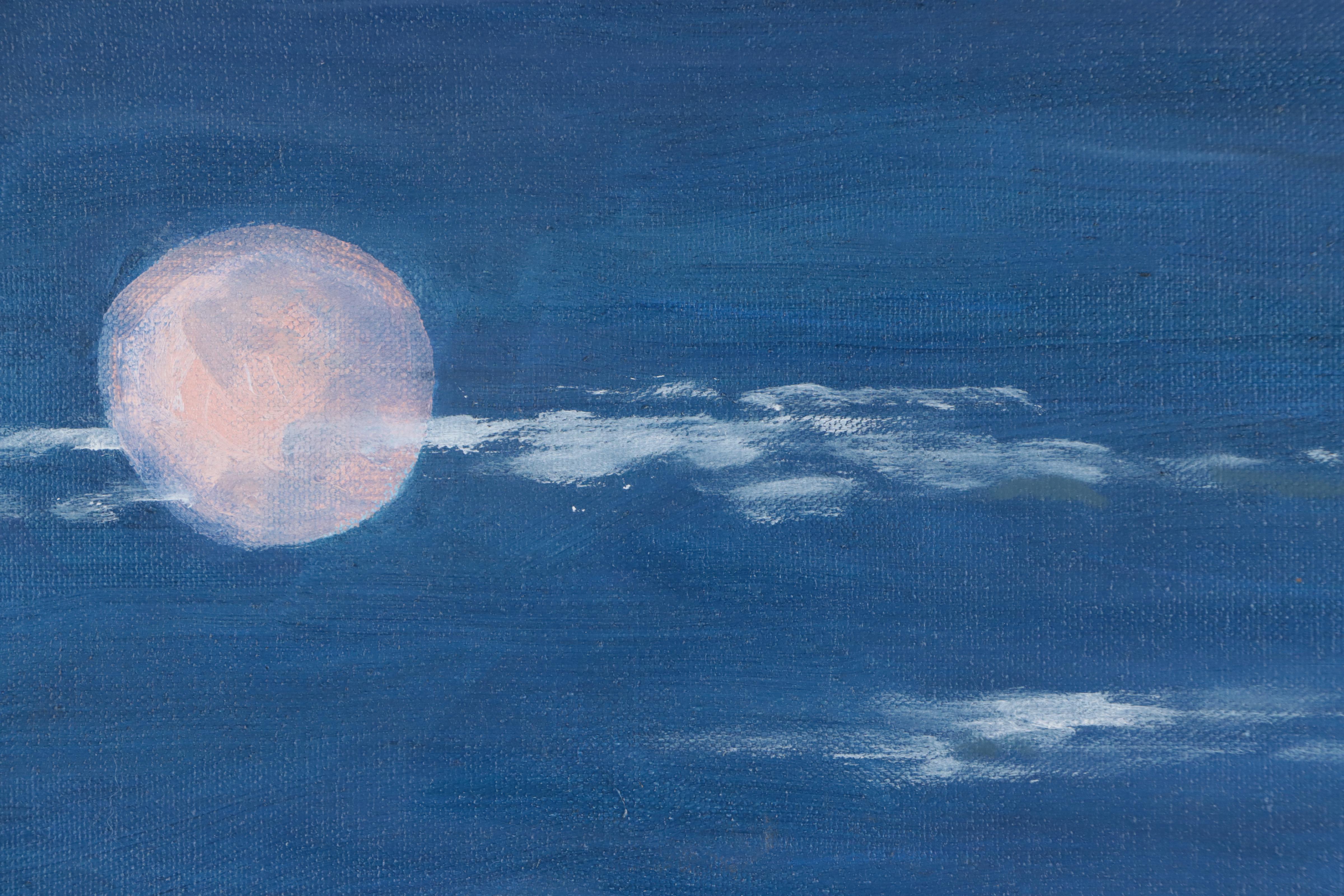 Oil Painting "Night Swan," Late 20th Century EBTH