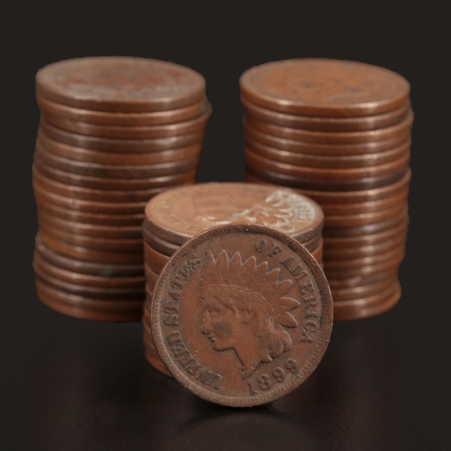 Fifty Indian Head Cents, Dated 1880-1909