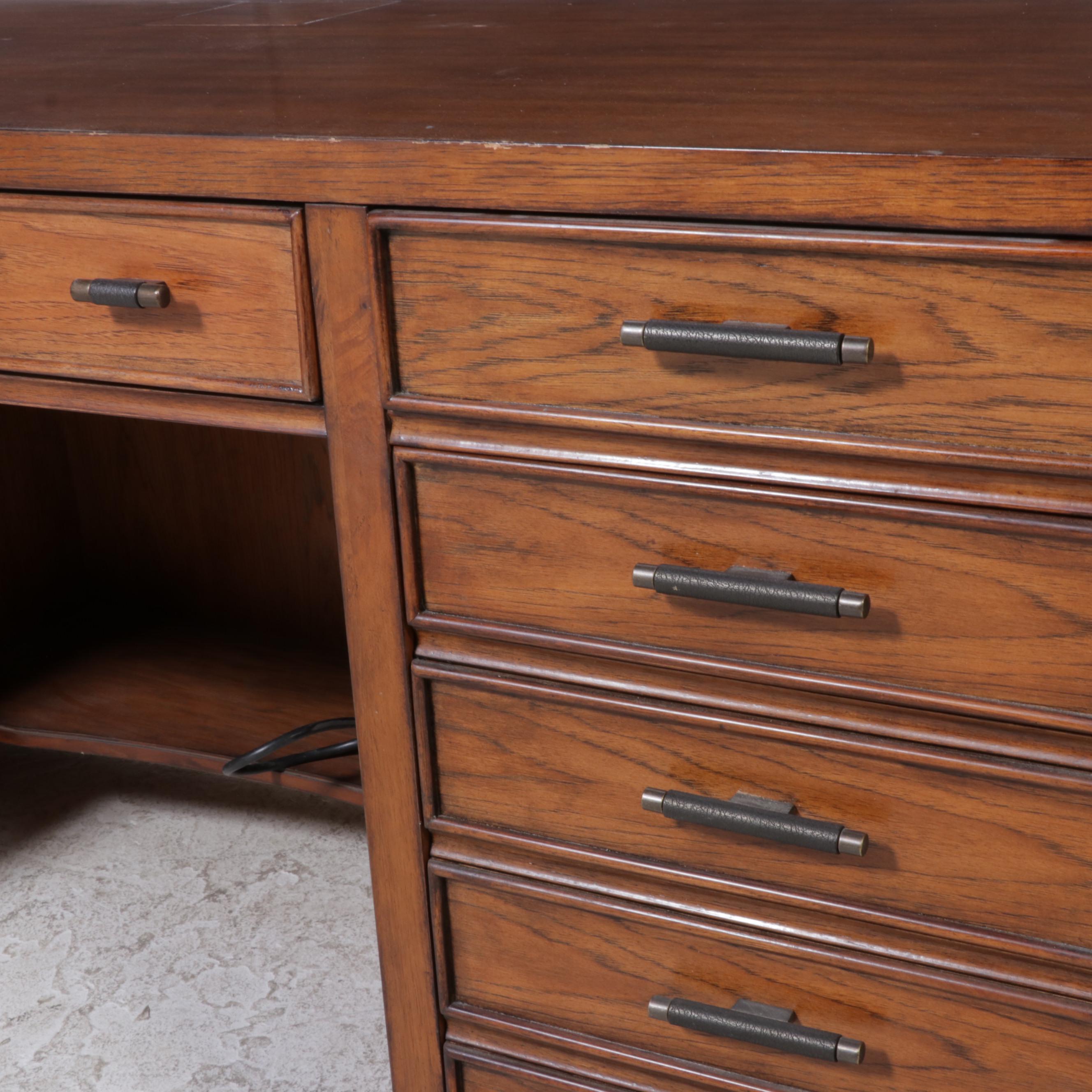 Contemporary Oak Executive Desk EBTH