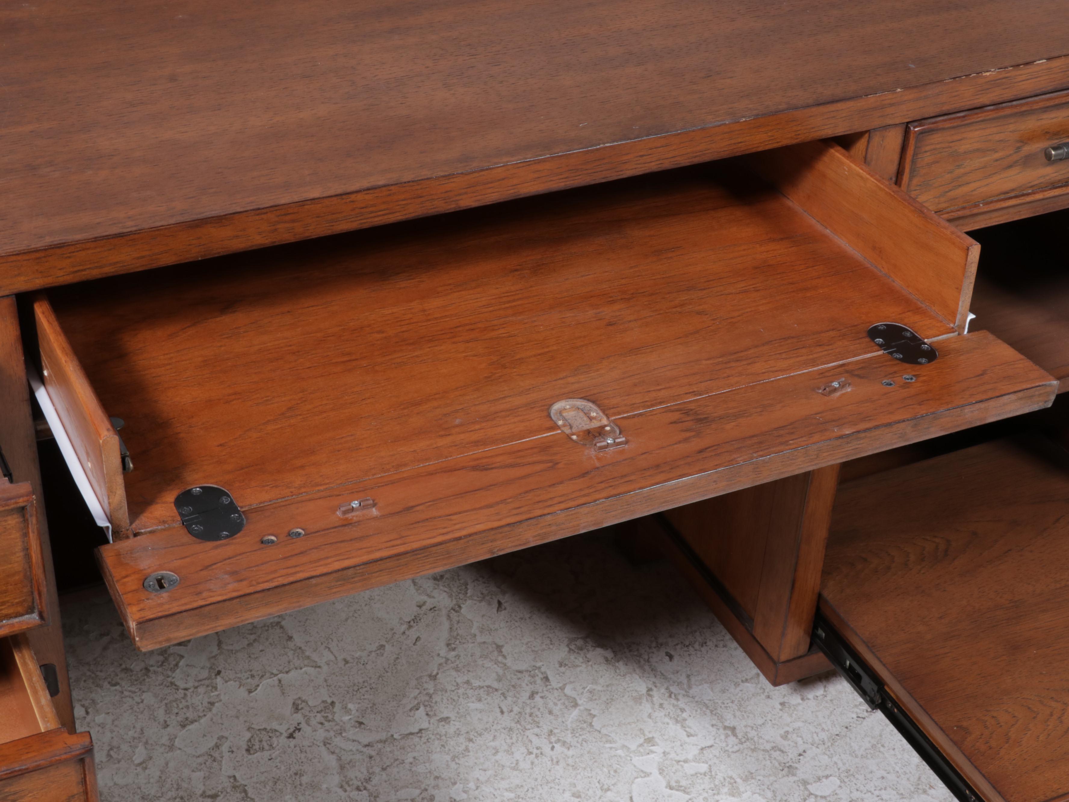 Contemporary Oak Executive Desk EBTH