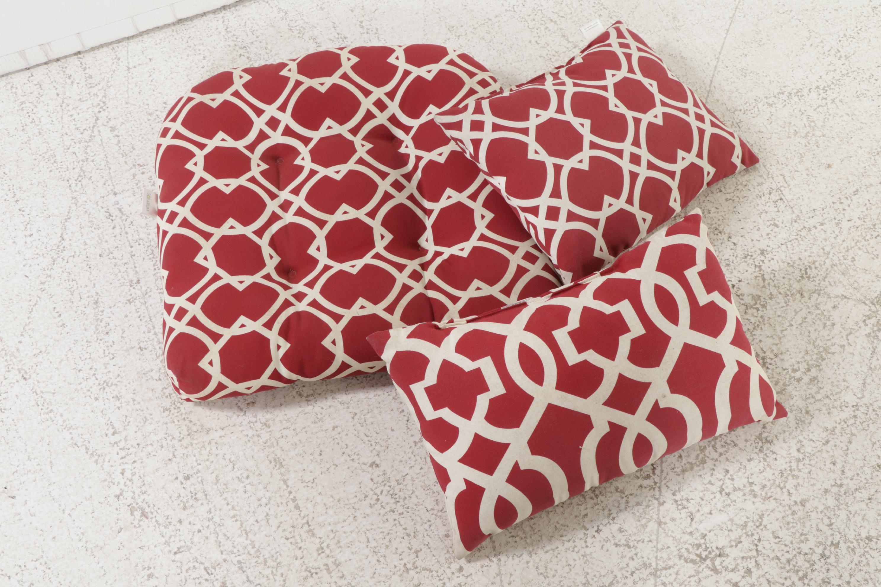 Contemporary Wicker ThreePiece Loveseat and Armchair Set with Cushions