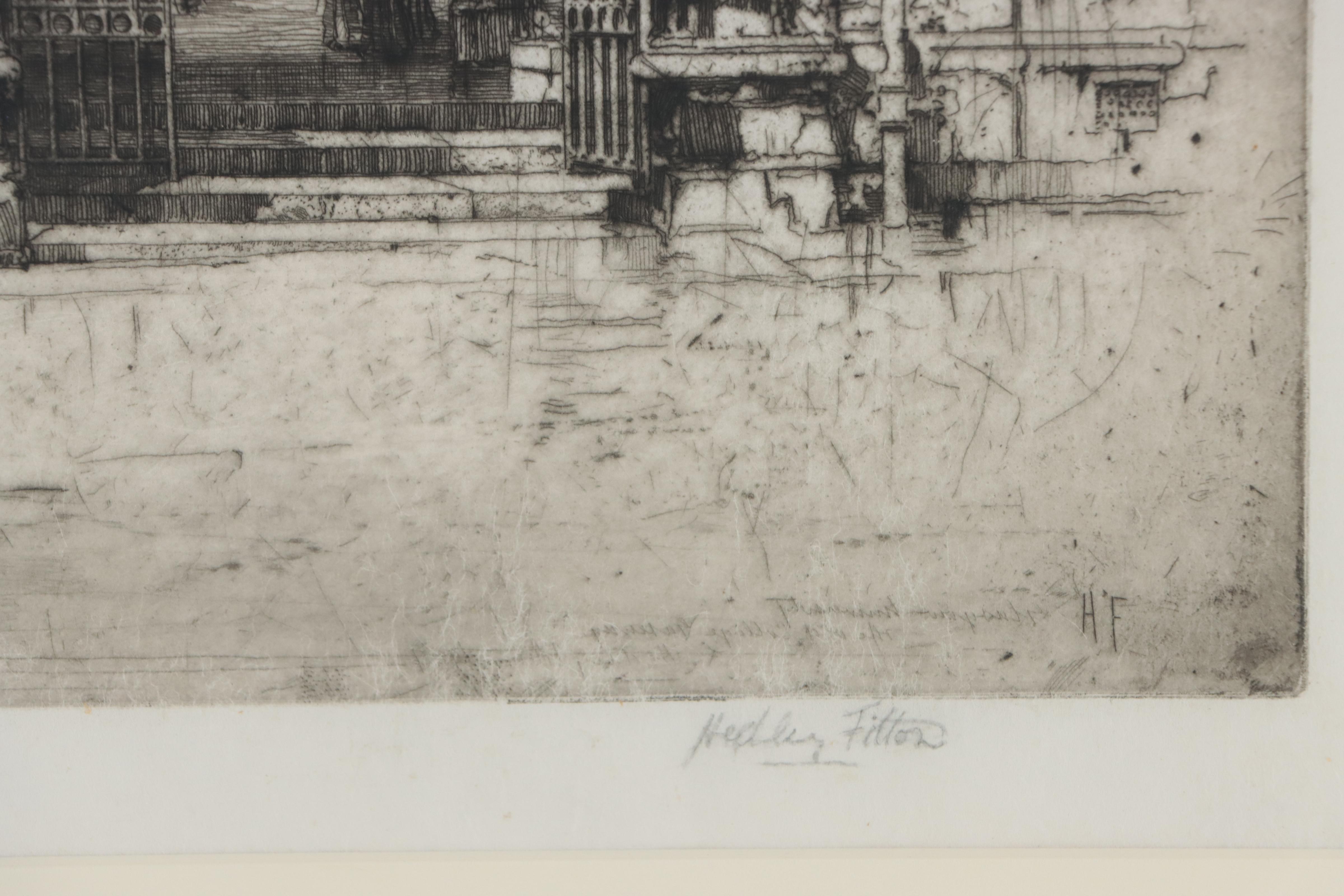 Hedley Fitton Etching "City Gate, Glasgow," Circa 1900 EBTH