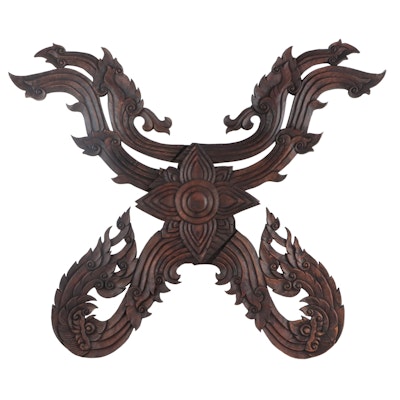 Thai Hand-Carved Wood Kalae Roof Ornament
