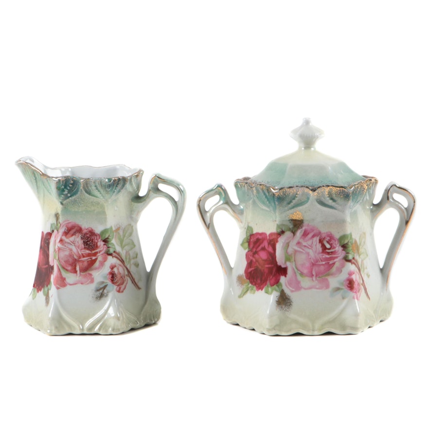German Porcelain Creamer and Sugar, Late 19th/ Early 20th Century
