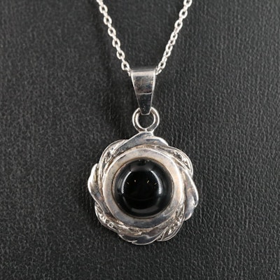 Sterling and Black Onyx Pendant Necklace