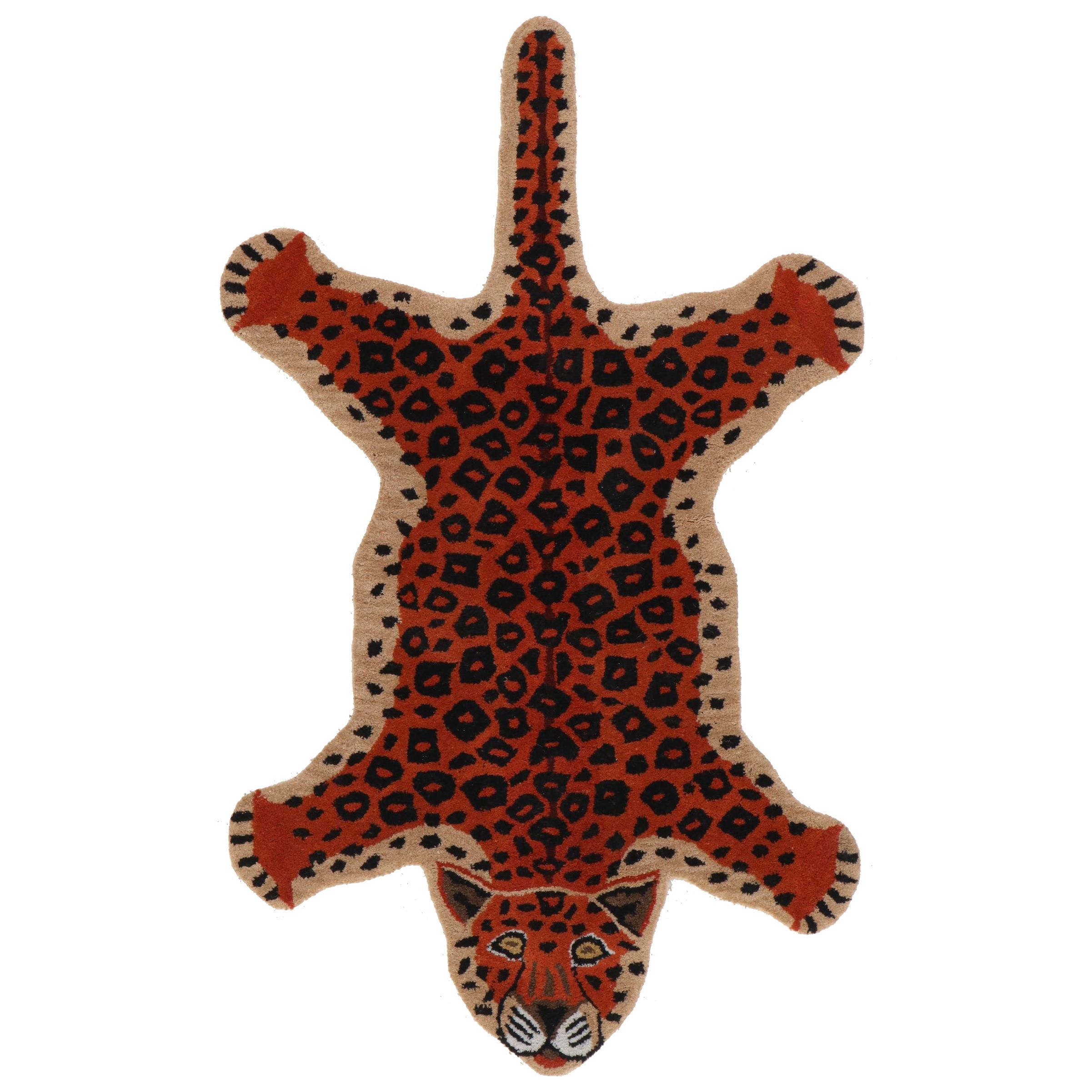 3' x 5' Hand-Tufted Indian Leopard Shaped Area Rug | EBTH