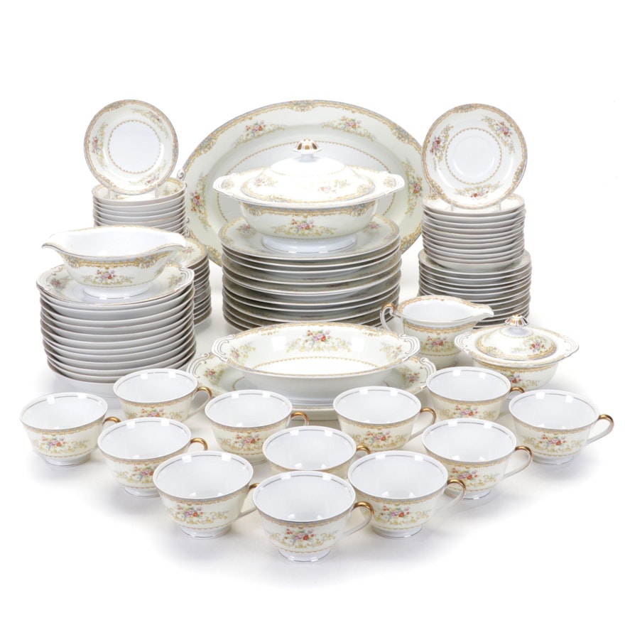 Kongo China Gilded Porcelain Tableware, Mid-20th Century