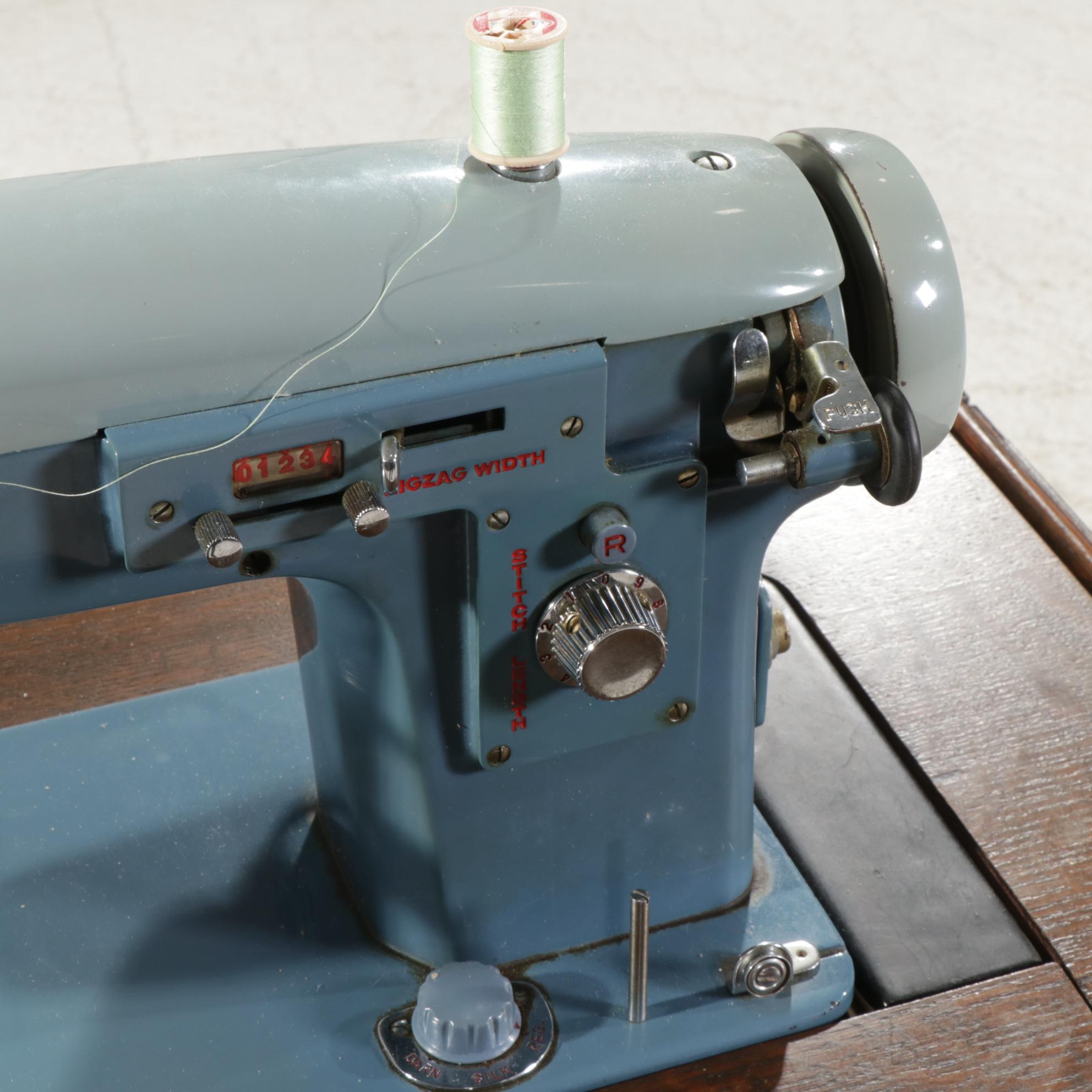 White "Domestic" Model 5135 Sewing Machine in Oak Mid20th Century EBTH
