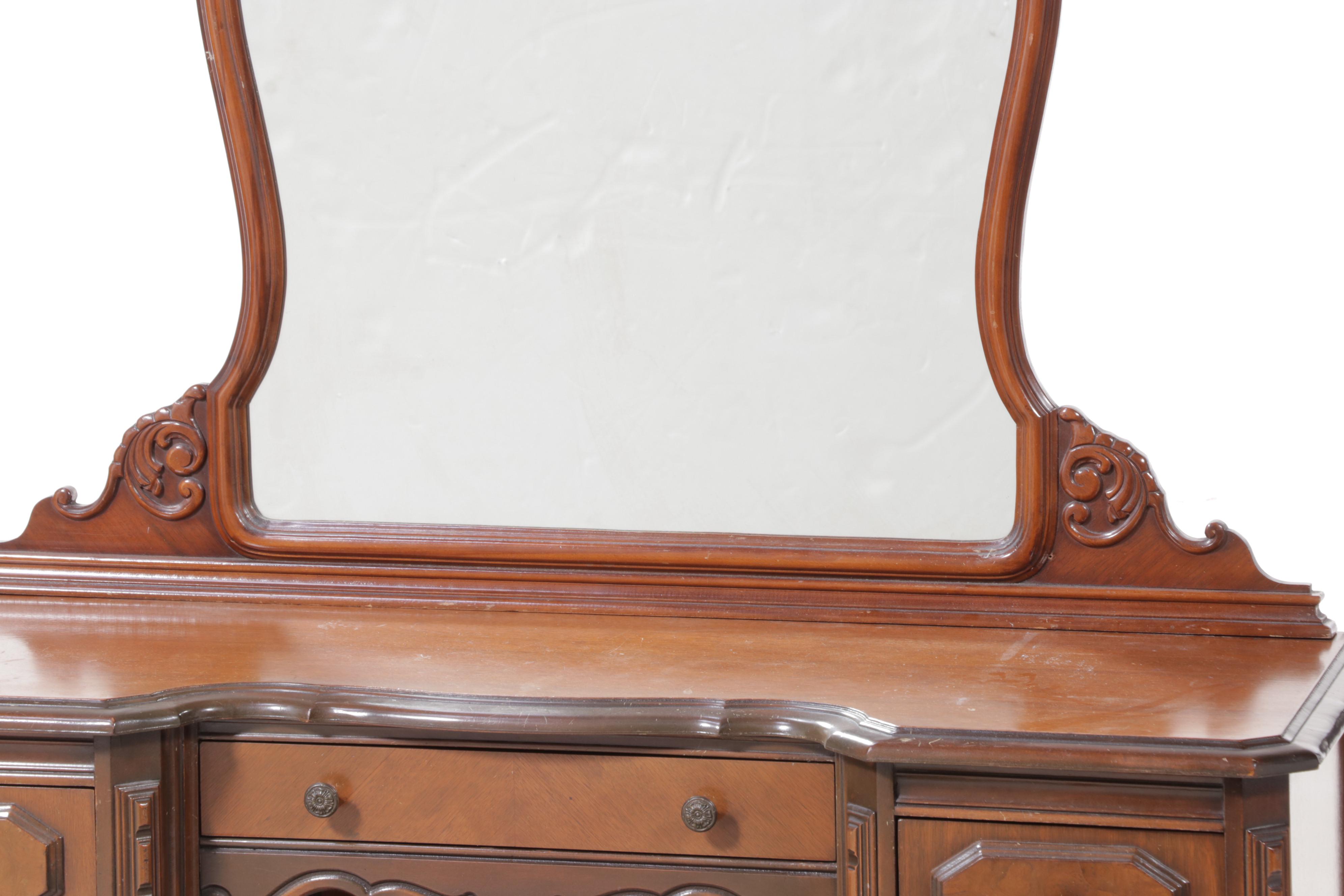 KentCoffey Jacobean Style Walnut Vanity Table Plus Orleans Chair Co. Stool EBTH