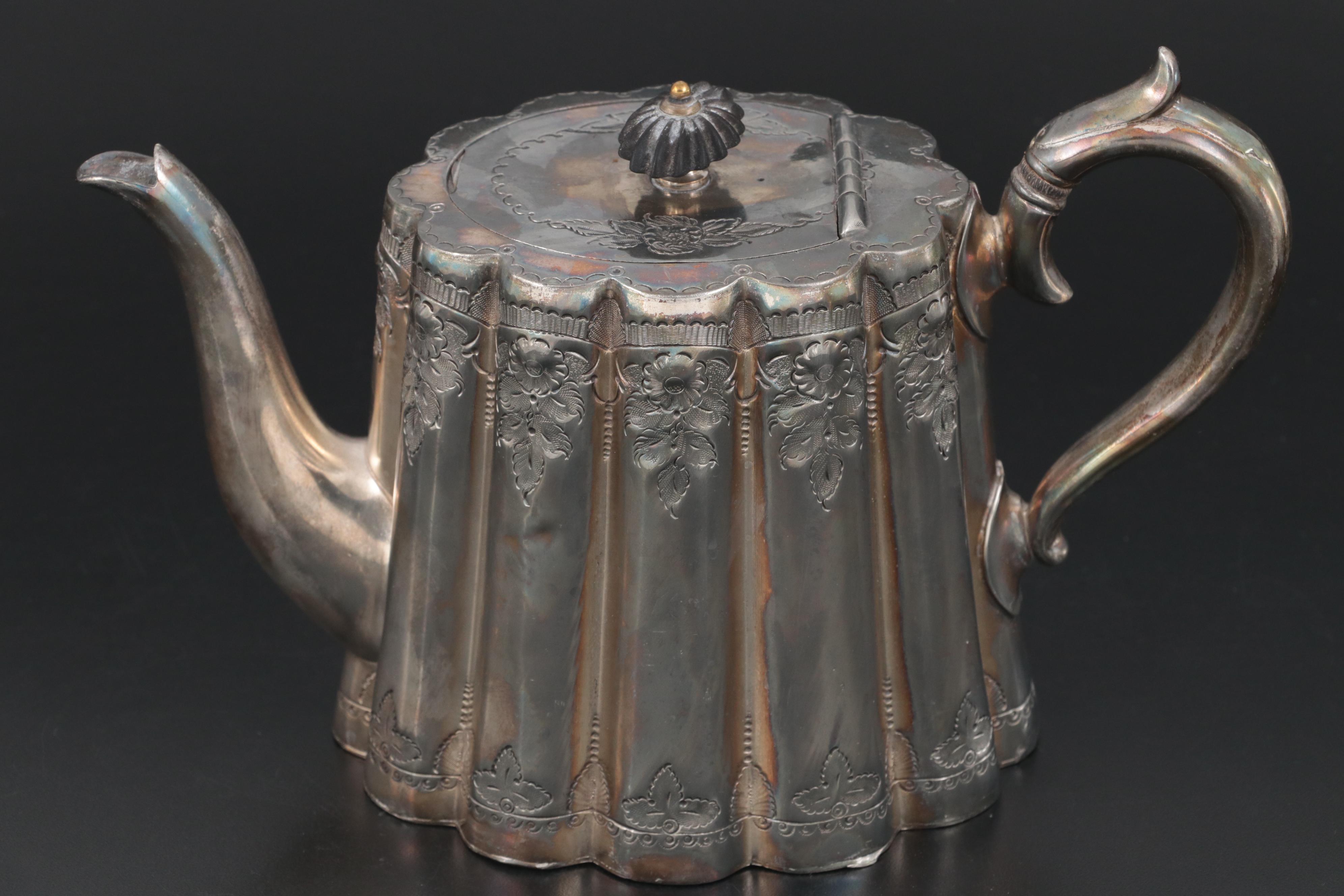 English Silver Plate Engraved Teapots, Late 19th Century EBTH