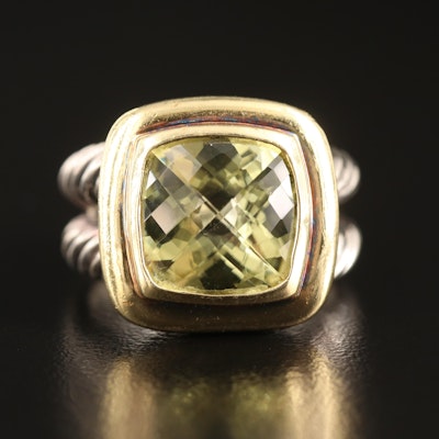 David Yurman "Albion" Sterling Citrine Ring with 18K Accent