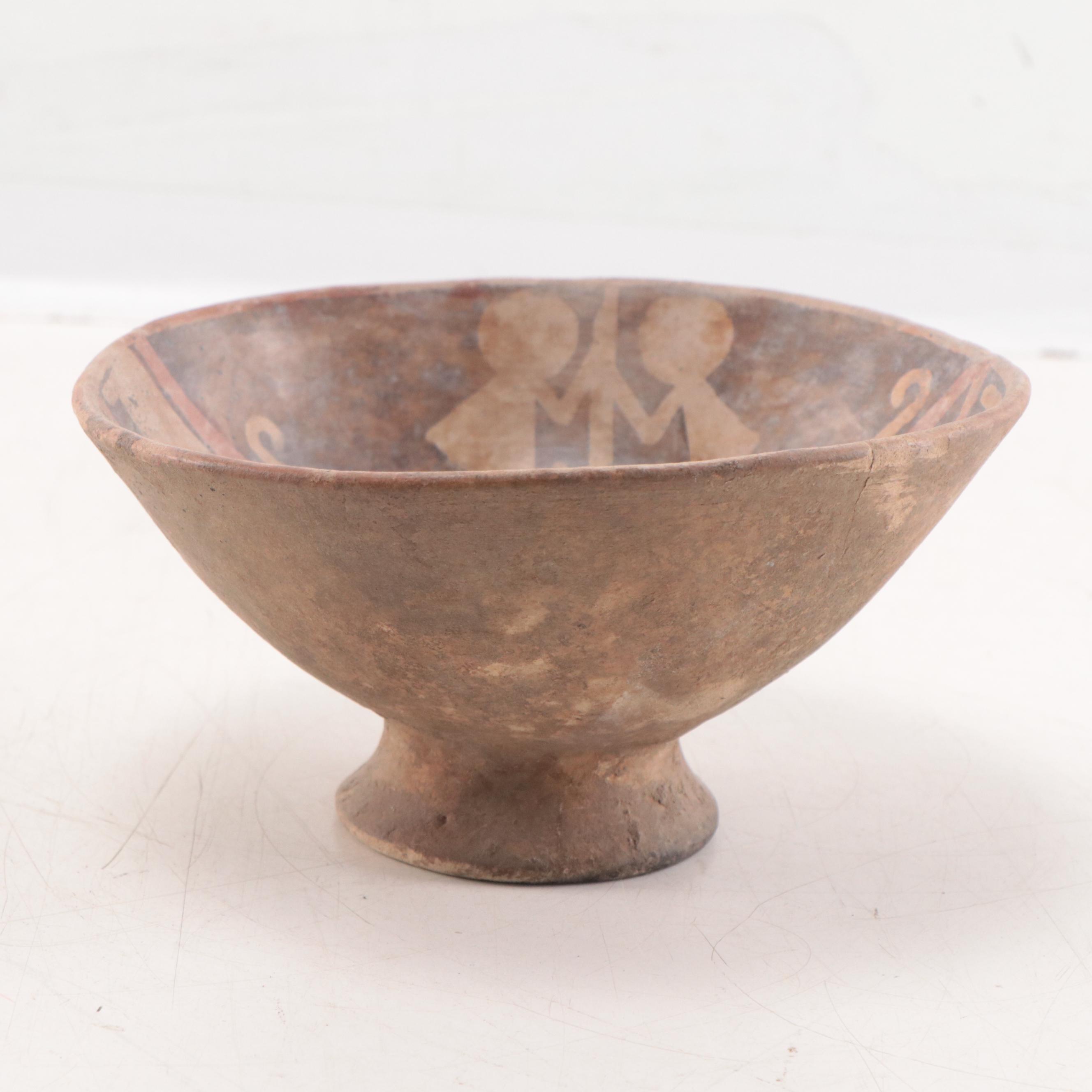 Nariño PreColumbian Footed Pottery Bowl With Monkey Motif, 5001000 C