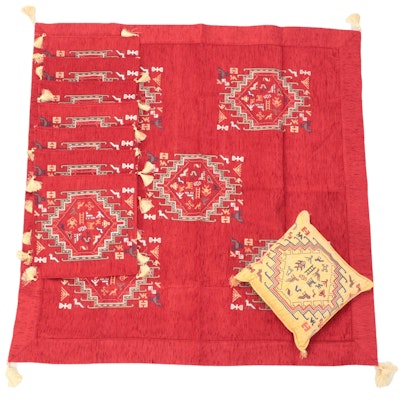 The Loom Belize Sumak Patterned Embroidered Pillowcases and Tablecloth