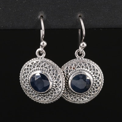 Sterling and Sapphire Drop Earrings
