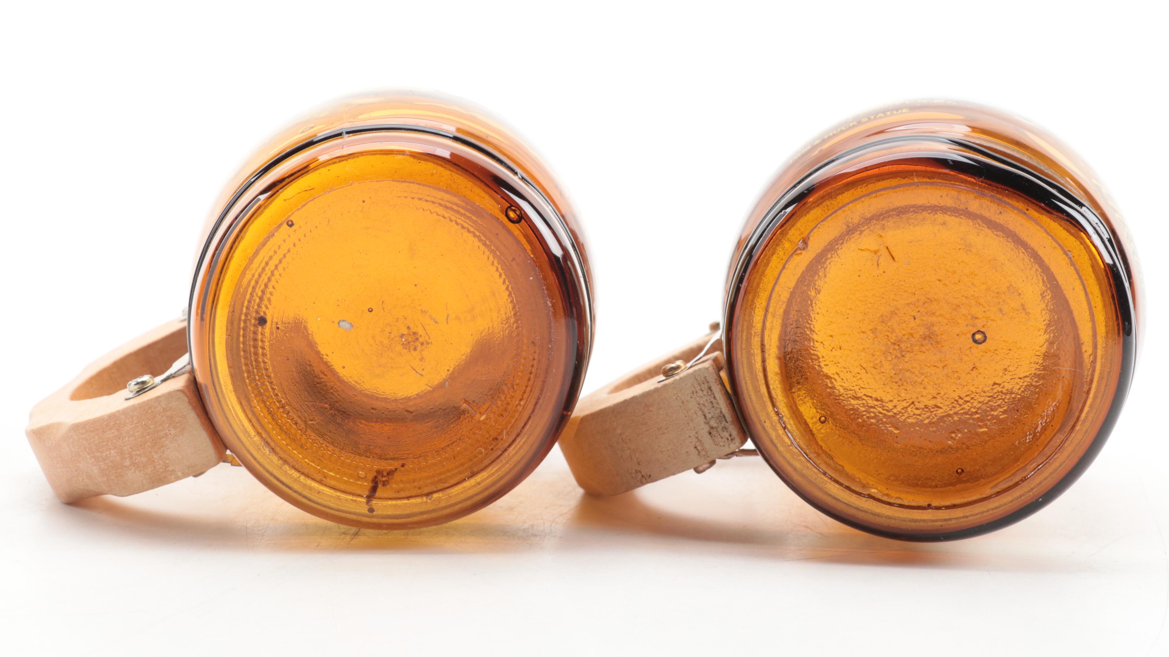 Glass Souvenir Wooden Handled Barrel Shaped Mugs and Shakers EBTH