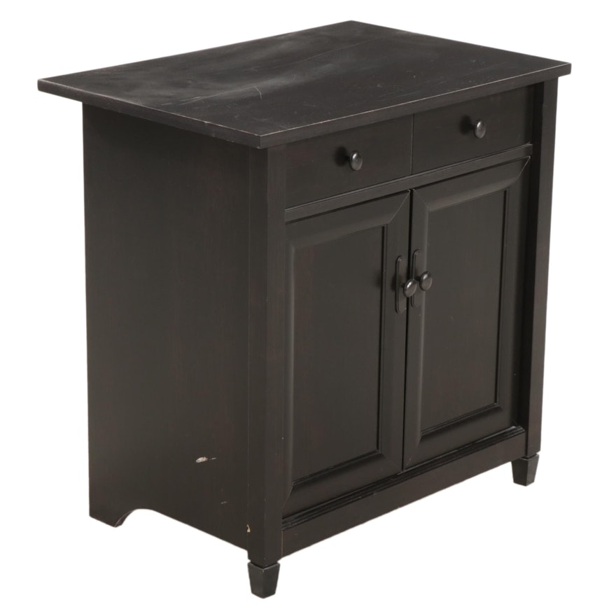Contemporary Ebonized Wood Single Drawer Side Cabinet