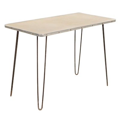 Mid Century Modern Laminate-Top Table with Hairpin Legs