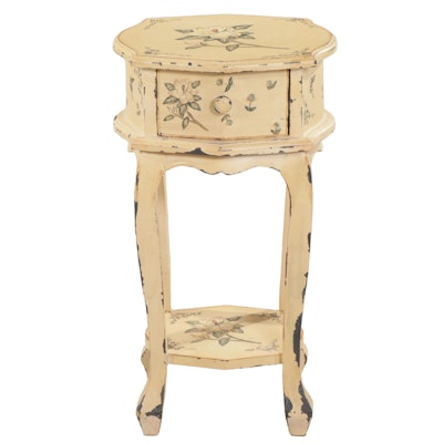 Paint Decorated Single-Drawer Tiered Stand