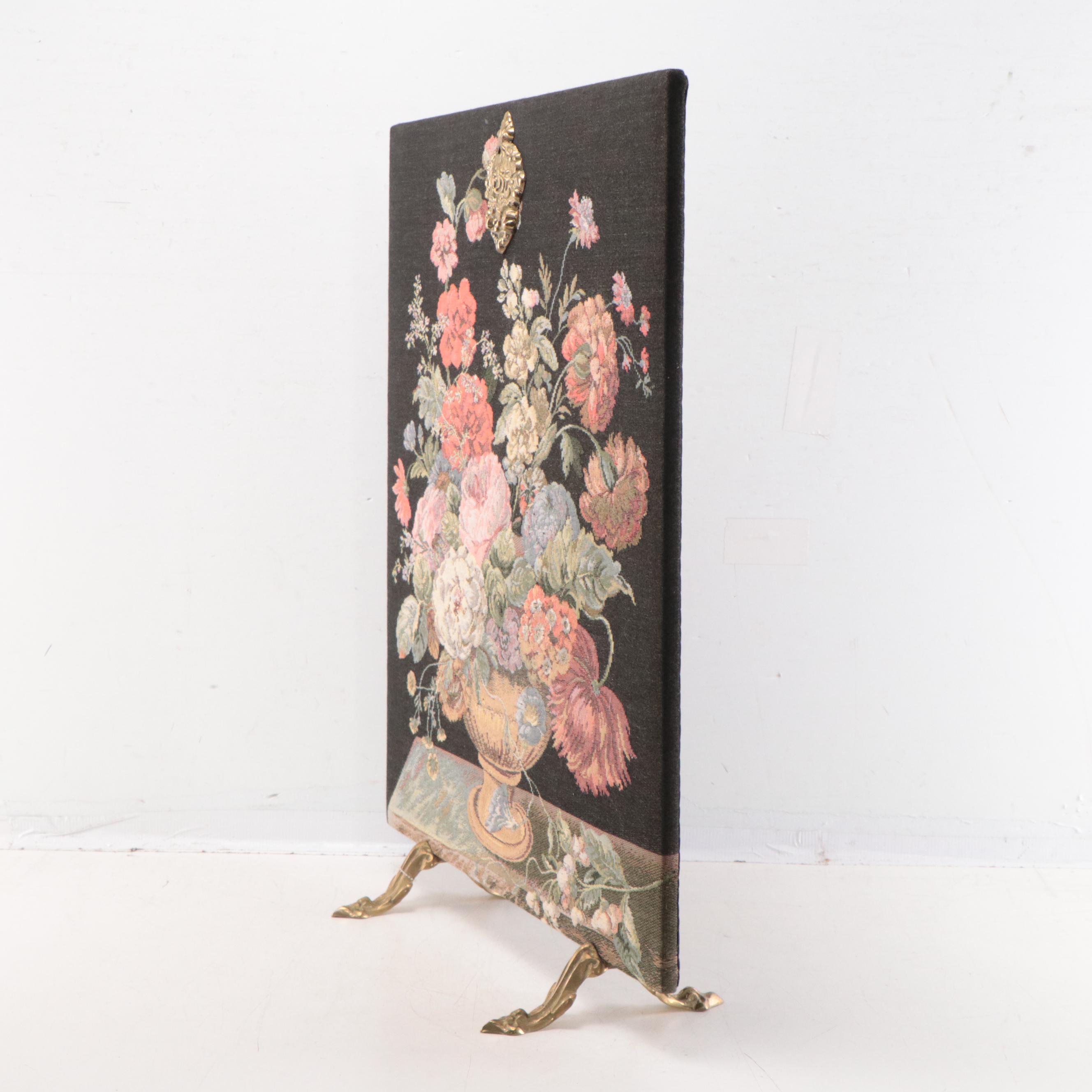 Corona Decor Co. Floral Still Life Jacquard Tapestry Fireplace Screen