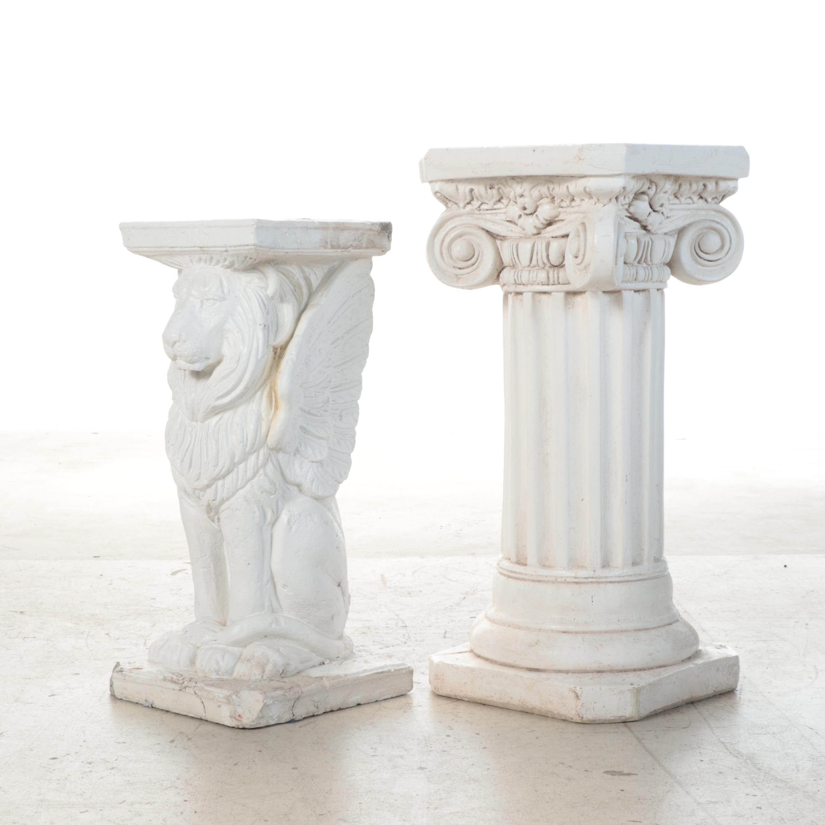 Plaster Column Pedestal with Concrete Garden Statues EBTH
